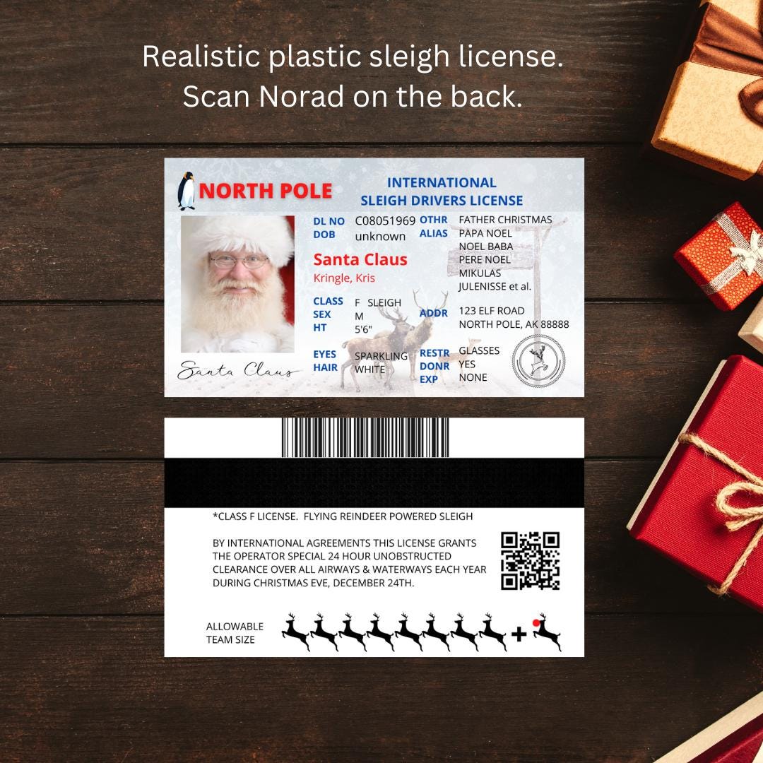Santa's Lost Wallet Evidence Kit: Sleigh License, Credit Card, Mrs. Claus Note