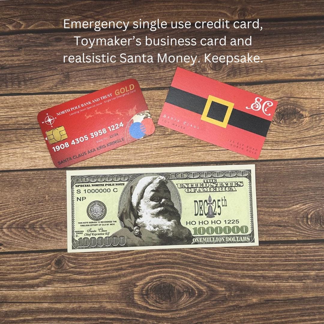 Santa's Lost Wallet Evidence Kit: Sleigh License, Credit Card, Mrs. Claus Note