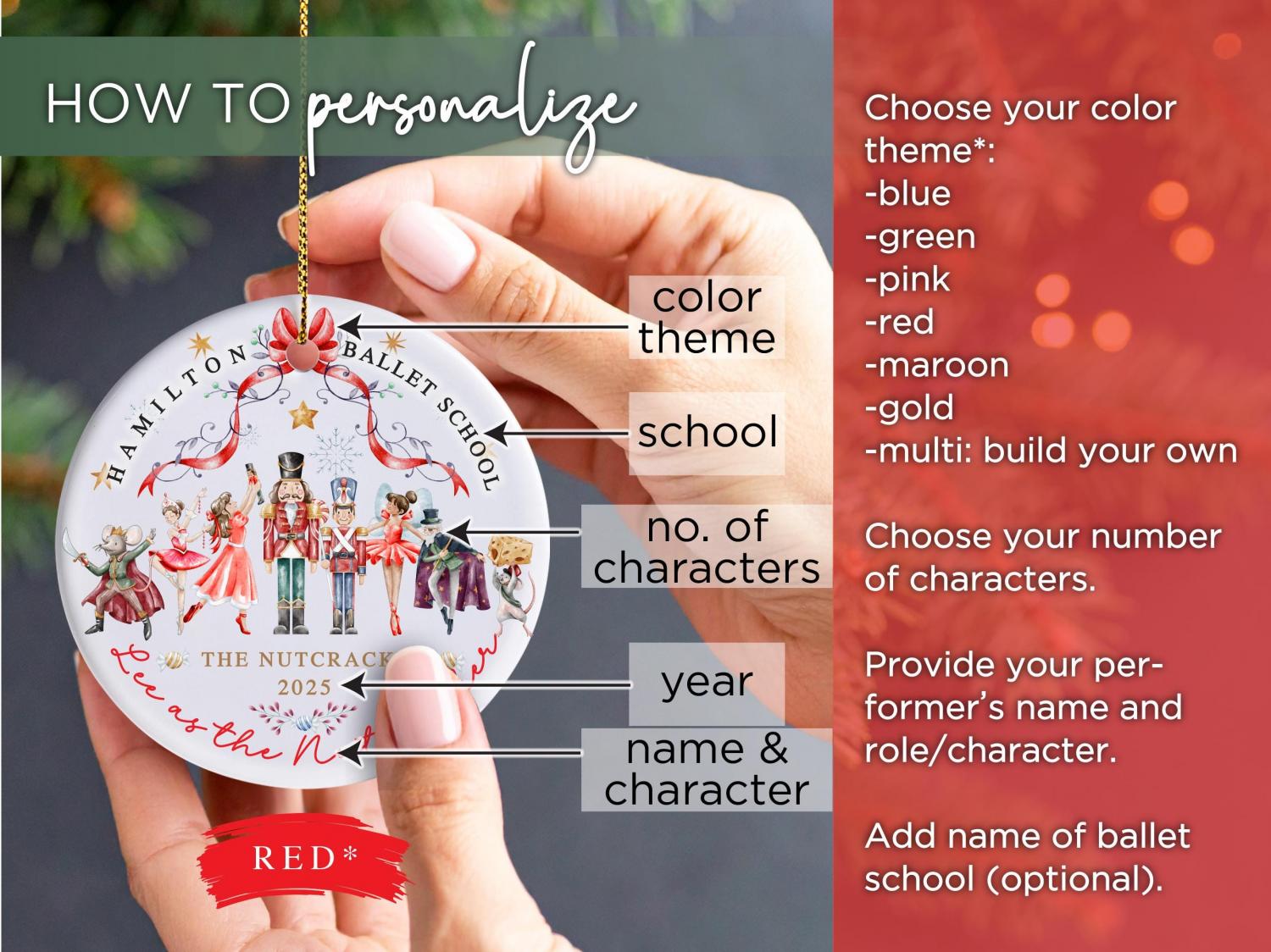 Personalized Nutcracker Christmas Ornament The Nutcracker Ballet Dancer Keepsake Nutcracker Christmas Holiday Custom Ballerina Ornament Gift