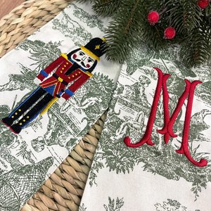 Christmas Toile Wreath Sash with Personalized Embroidered, Nutcracker sash 60’ | DDP shipping to the USA