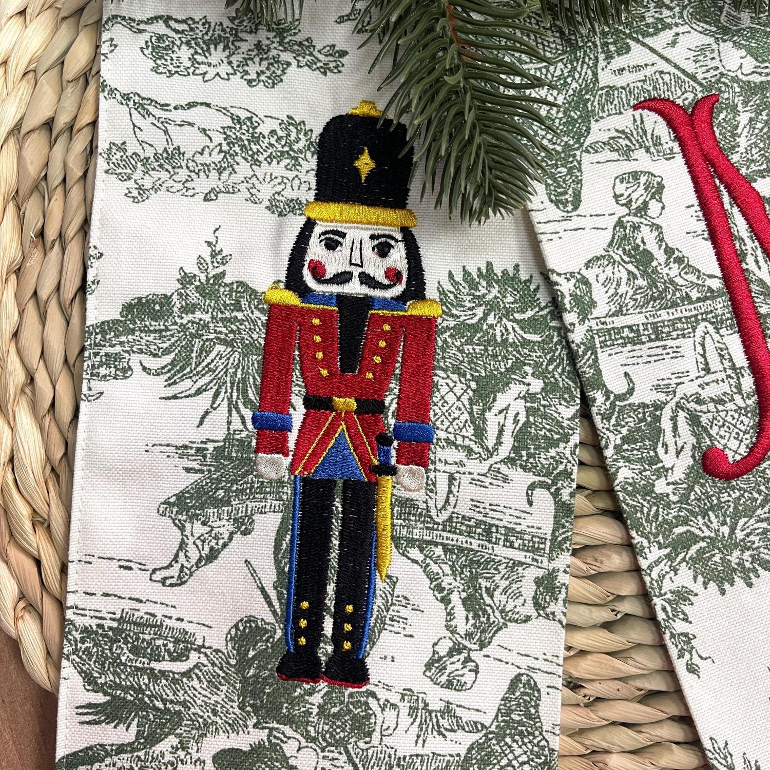 Christmas Toile Wreath Sash with Personalized Embroidered, Nutcracker sash 60’ | DDP shipping to the USA