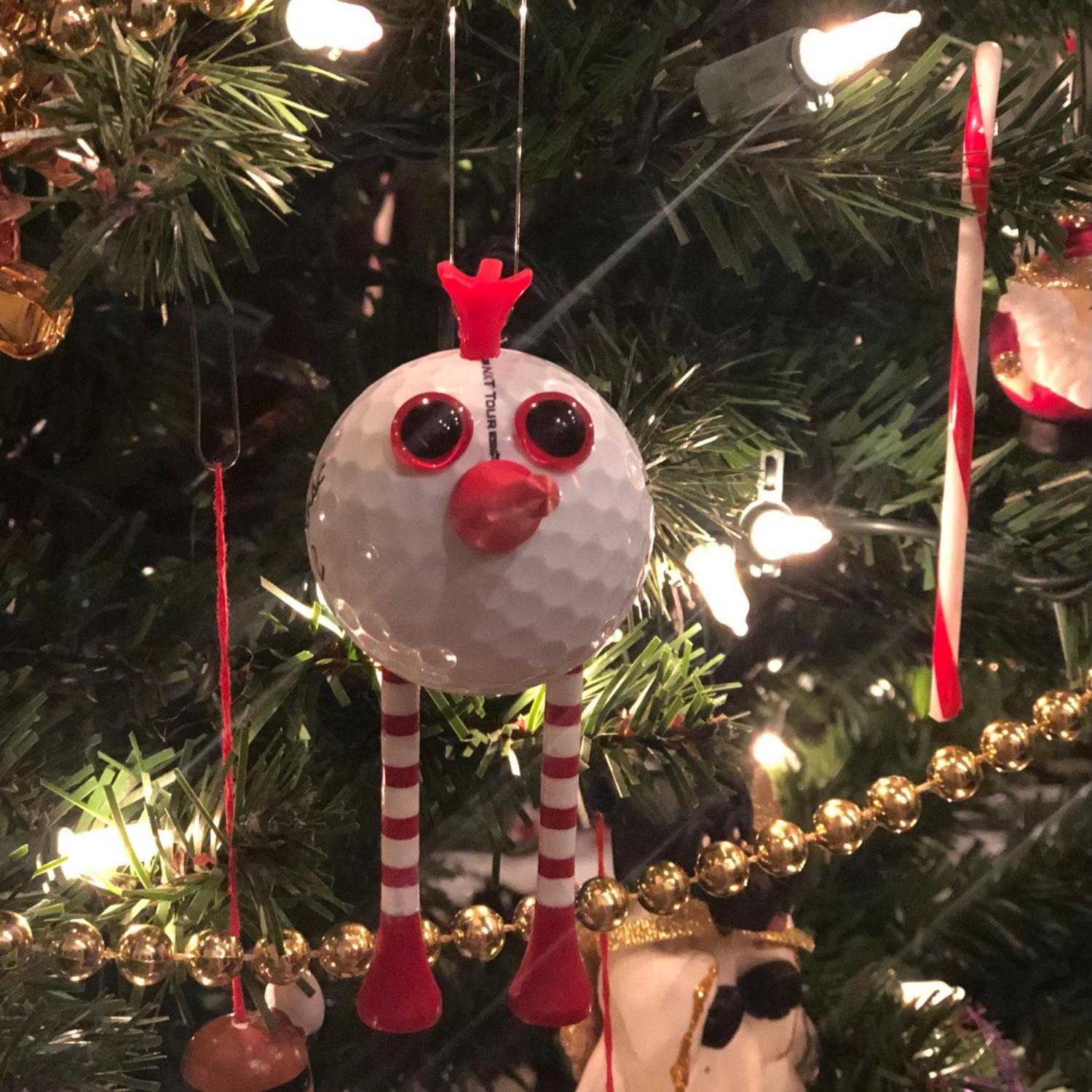 Golf Ball Birdie Christmas Ornament: Upcycled Golf Gift