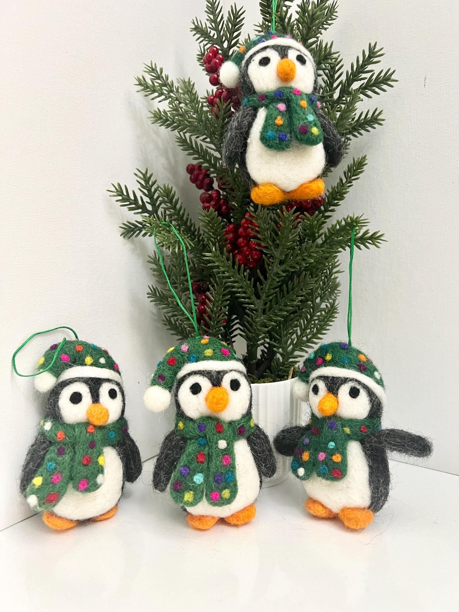 Felt Ornaments Needle Felted Penguin Felt Memorial Gift Ornament Needle Felted Santa Penguin, Realistic Felted Penguin Needle Felted animal
