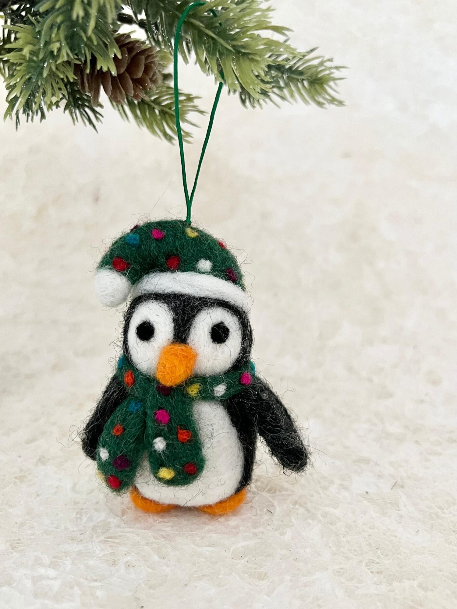 Felt Ornaments Needle Felted Penguin Felt Memorial Gift Ornament Needle Felted Santa Penguin, Realistic Felted Penguin Needle Felted animal