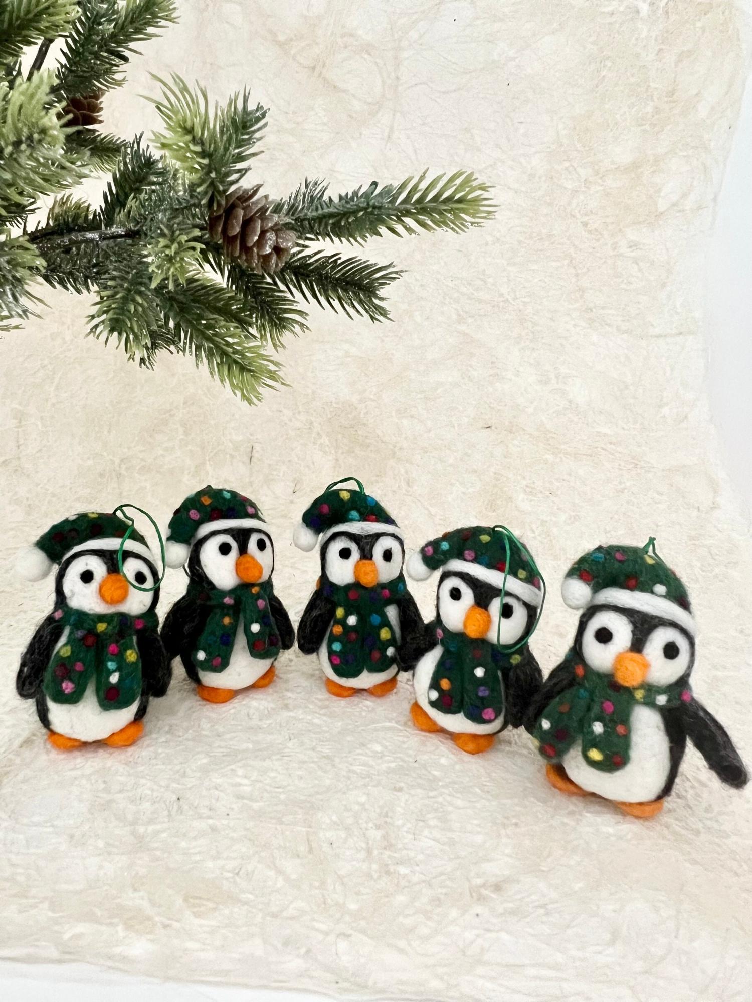 Felt Ornaments Needle Felted Penguin Felt Memorial Gift Ornament Needle Felted Santa Penguin, Realistic Felted Penguin Needle Felted animal