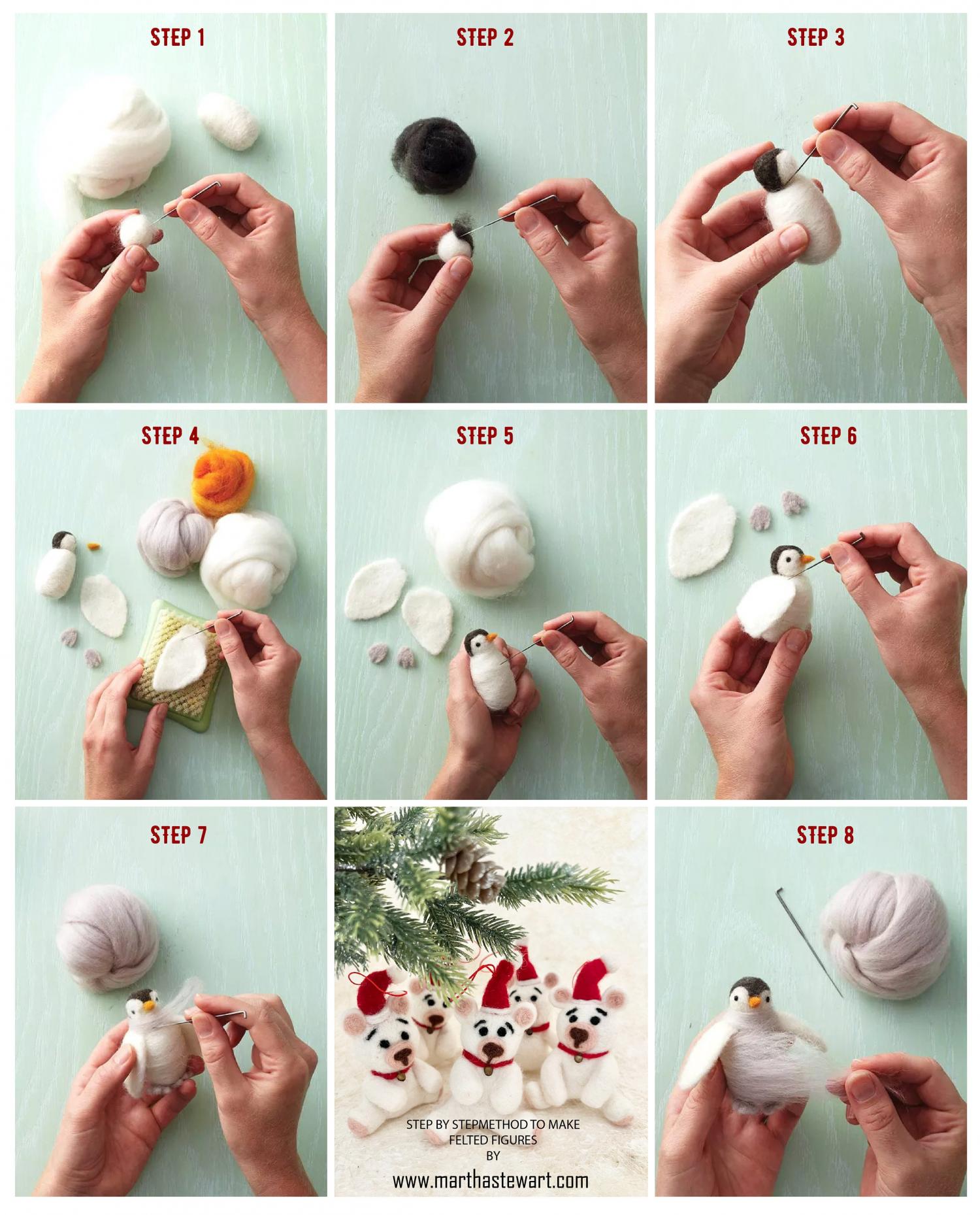 Felt Ornaments Needle Felted Penguin Felt Memorial Gift Ornament Needle Felted Santa Penguin, Realistic Felted Penguin Needle Felted animal