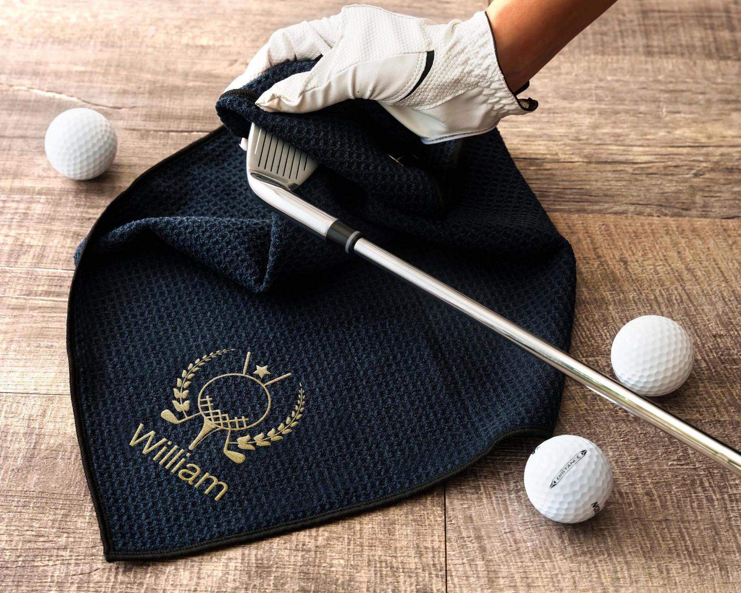 Custom Golf Towel Embroidered Groomsmen Gifts for Him Golf Magnetic Towel, Personalized Golf Gifts for Boyfriend, Anniversary Mens Gift [D]