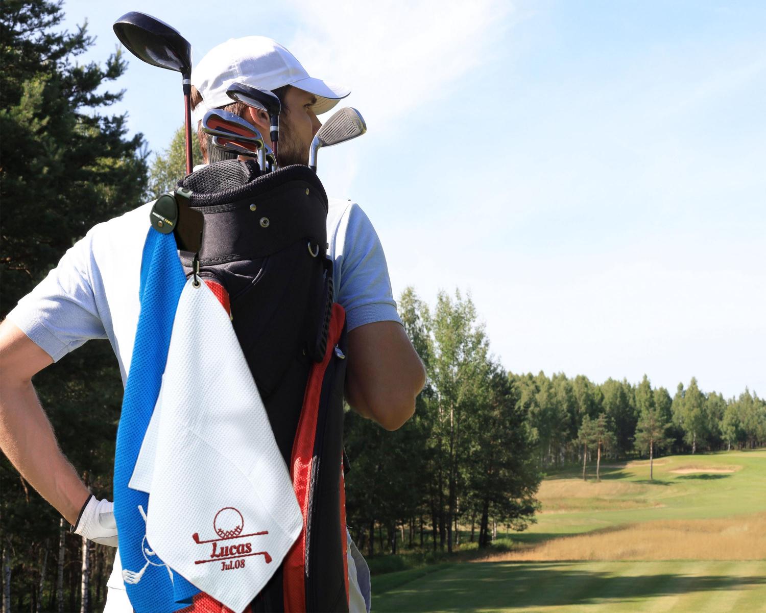 Custom Golf Towel Embroidered Groomsmen Gifts for Him Golf Magnetic Towel, Personalized Golf Gifts for Boyfriend, Anniversary Mens Gift [D]