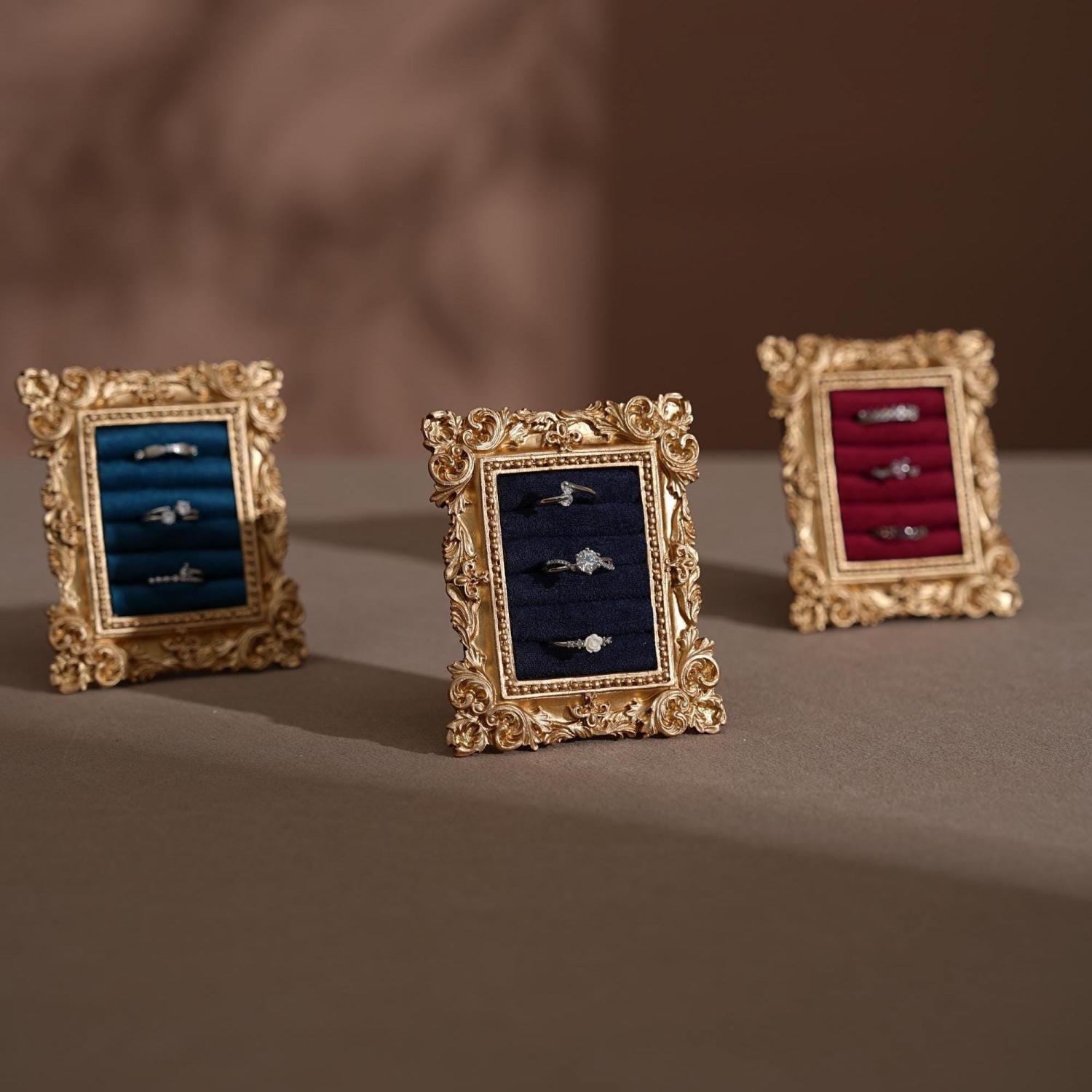 Wedding Ring Holder Jewelry Display Gold Earring Organizer Stand Detail Shot Flat Lay Prop Engagement Gift For Her Bridesmaid Bridal Shower