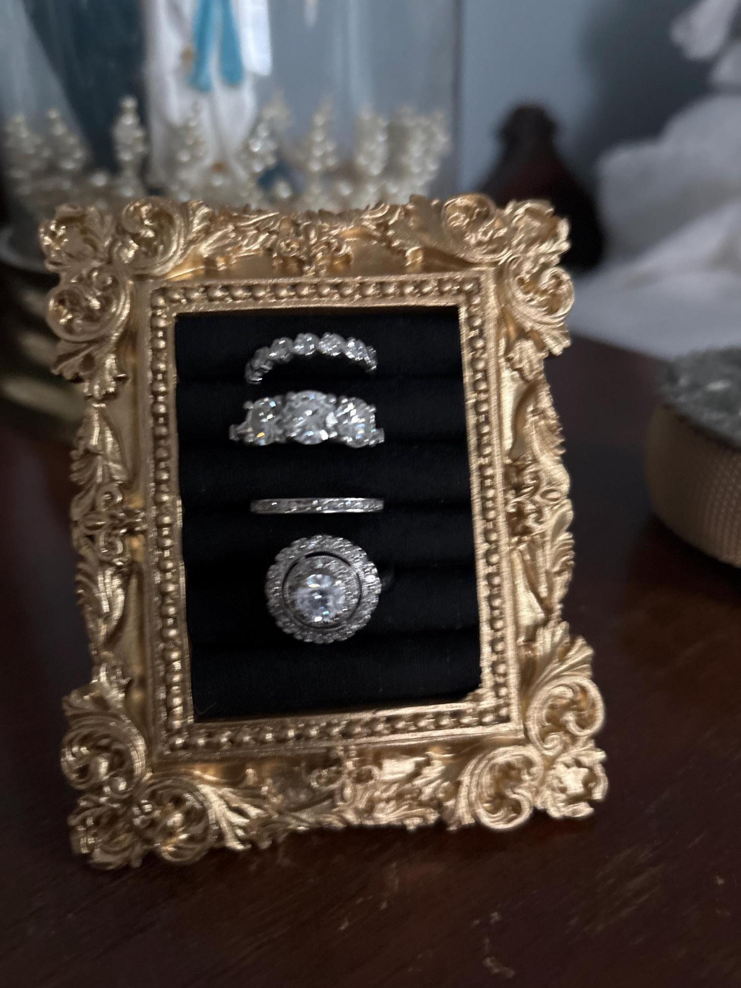 Wedding Ring Holder Jewelry Display Gold Earring Organizer Stand Detail Shot Flat Lay Prop Engagement Gift For Her Bridesmaid Bridal Shower