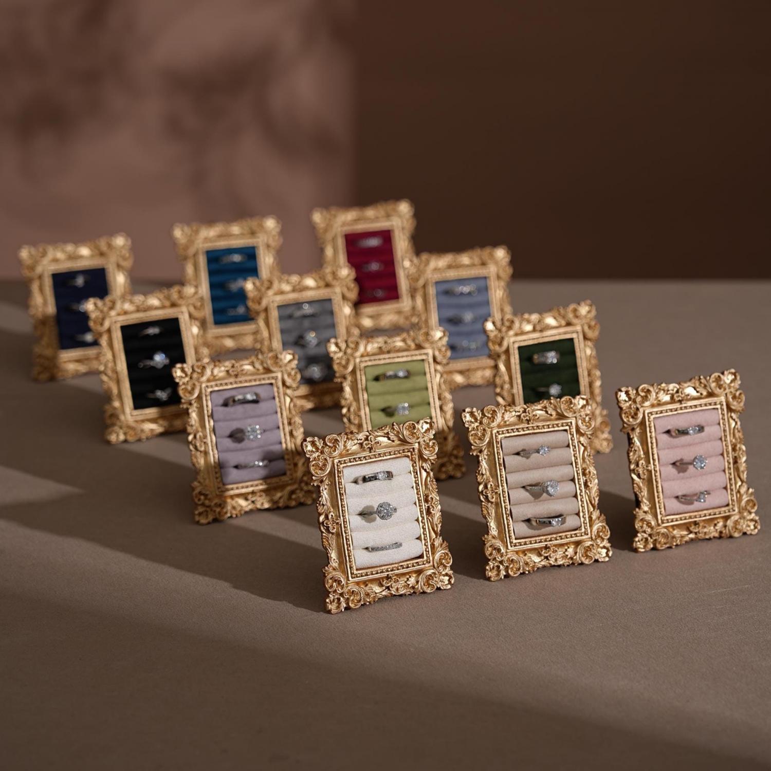 Wedding Ring Holder Jewelry Display Gold Earring Organizer Stand Detail Shot Flat Lay Prop Engagement Gift For Her Bridesmaid Bridal Shower