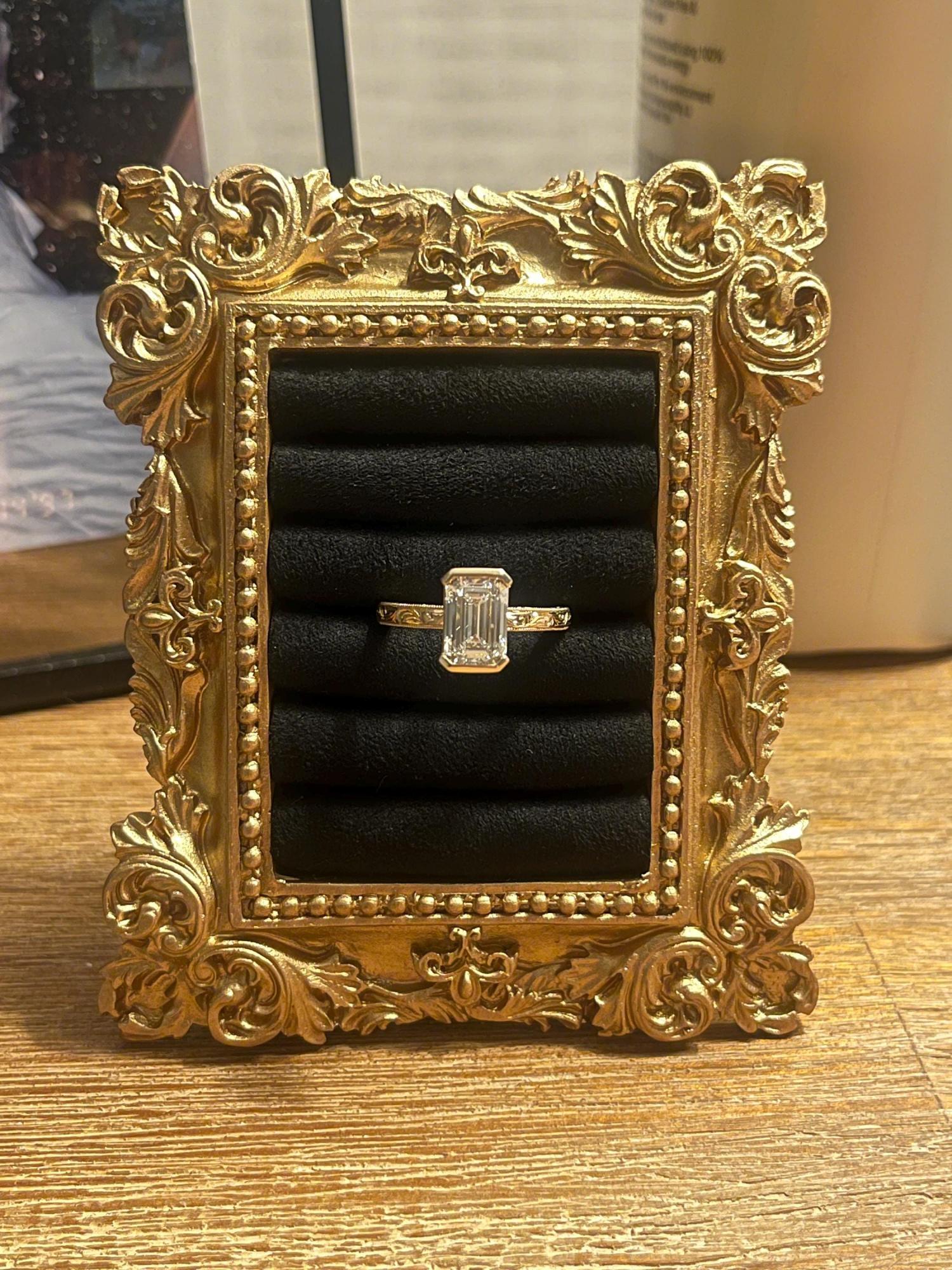 Wedding Ring Holder Jewelry Display Gold Earring Organizer Stand Detail Shot Flat Lay Prop Engagement Gift For Her Bridesmaid Bridal Shower