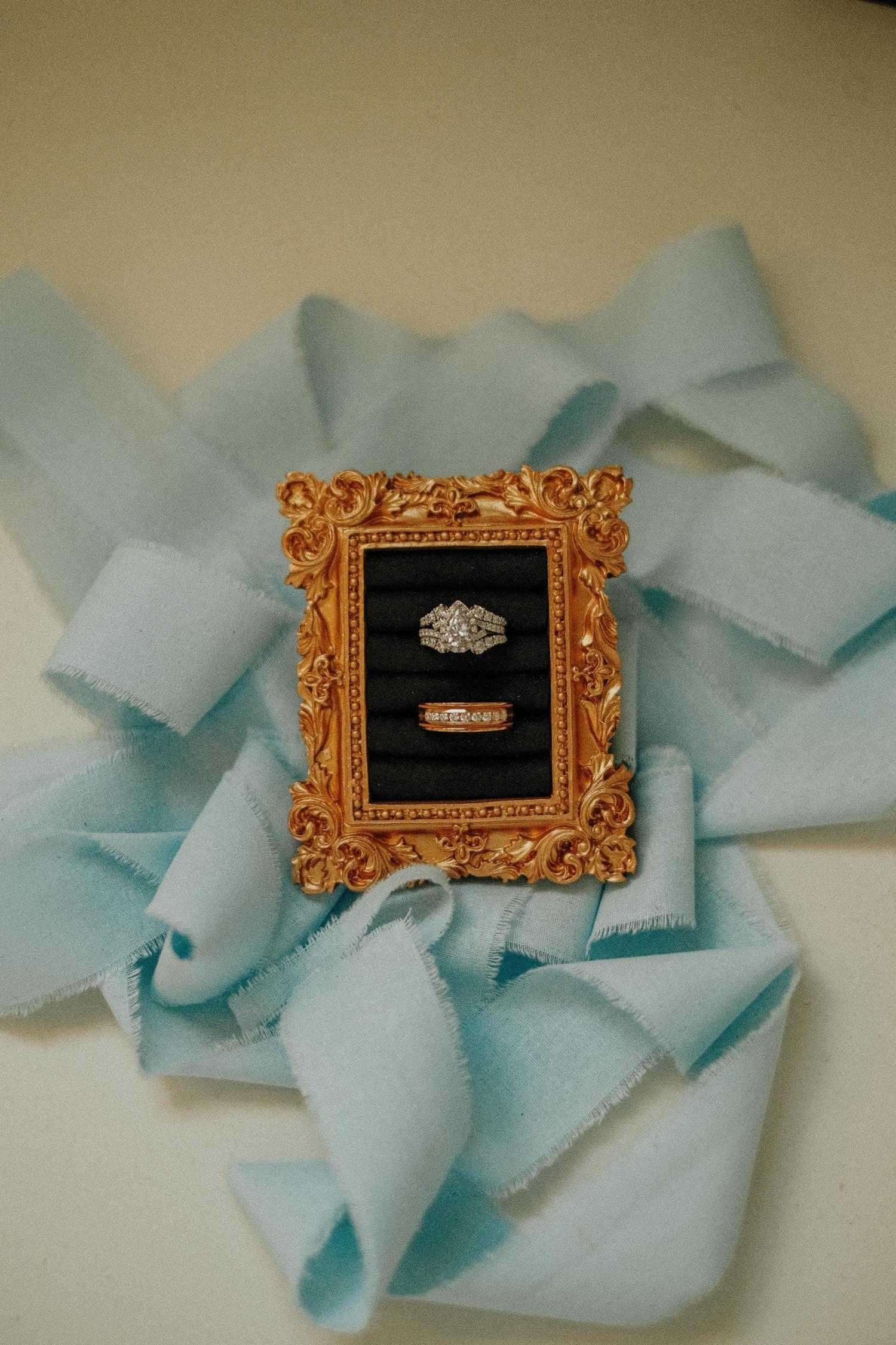 Wedding Ring Holder Jewelry Display Gold Earring Organizer Stand Detail Shot Flat Lay Prop Engagement Gift For Her Bridesmaid Bridal Shower