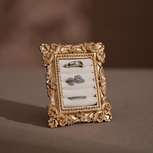 Wedding Ring Holder Jewelry Display Gold Earring Organizer Stand Detail Shot Flat Lay Prop Engagement Gift For Her Bridesmaid Bridal Shower