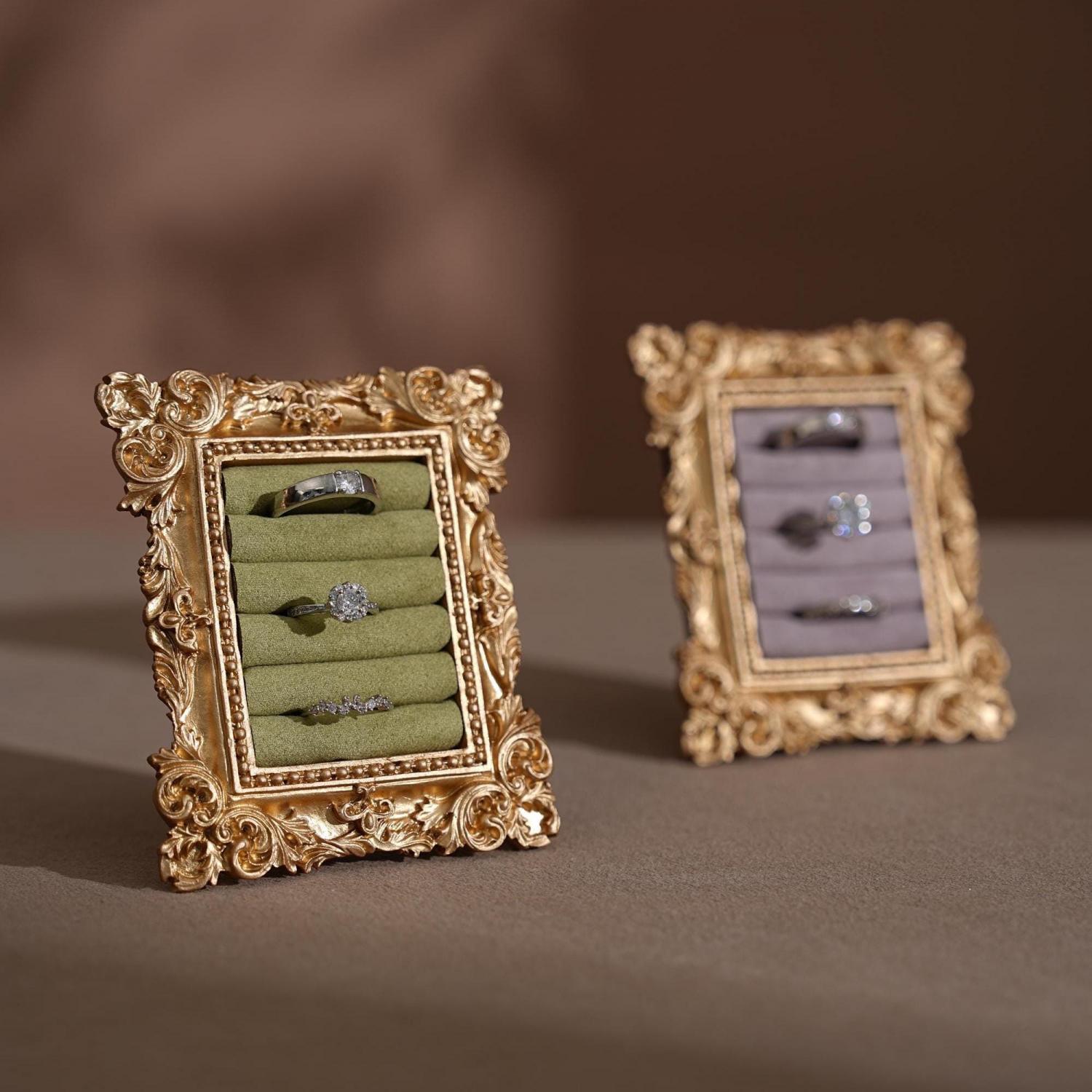 Wedding Ring Holder Jewelry Display Gold Earring Organizer Stand Detail Shot Flat Lay Prop Engagement Gift For Her Bridesmaid Bridal Shower