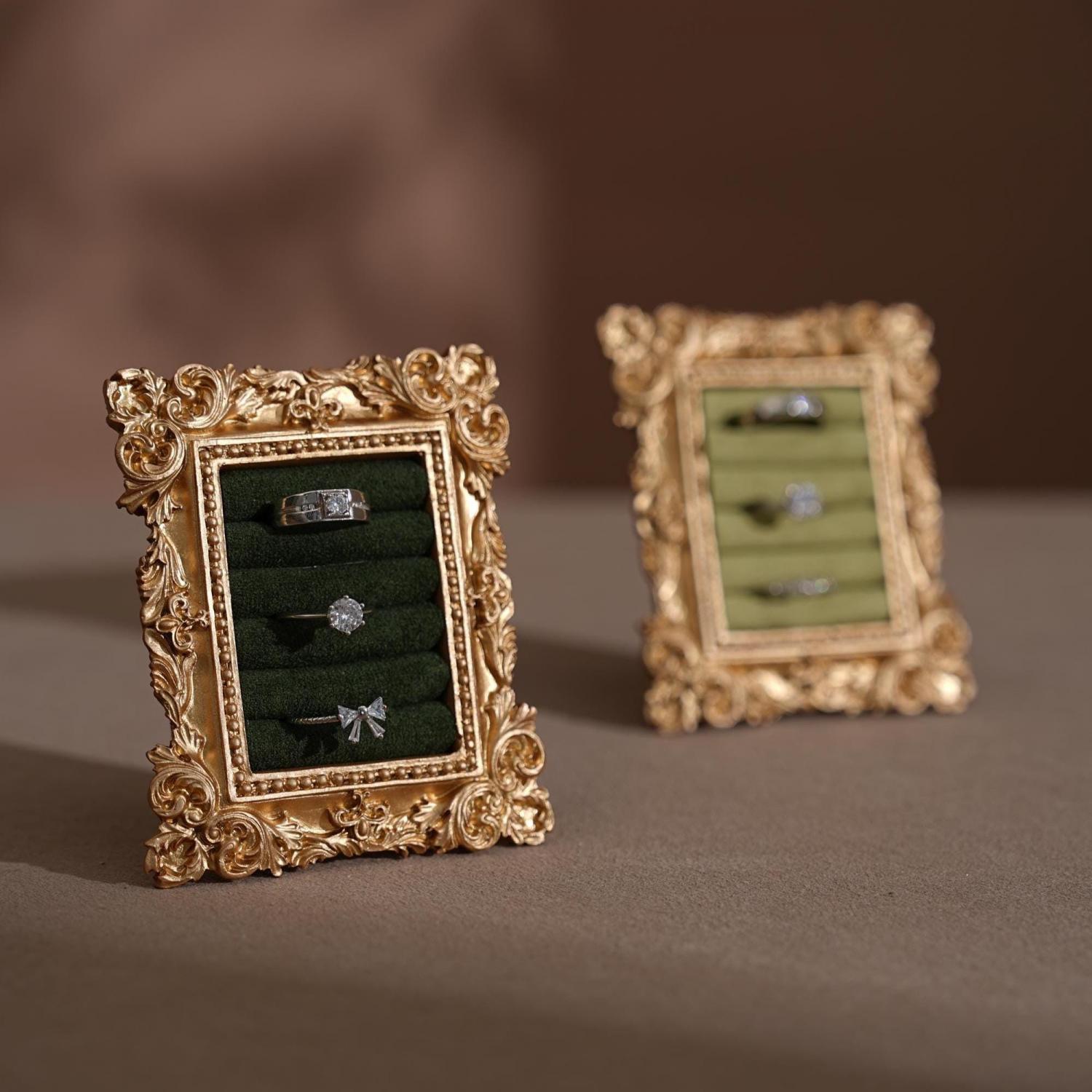 Wedding Ring Holder Jewelry Display Gold Earring Organizer Stand Detail Shot Flat Lay Prop Engagement Gift For Her Bridesmaid Bridal Shower