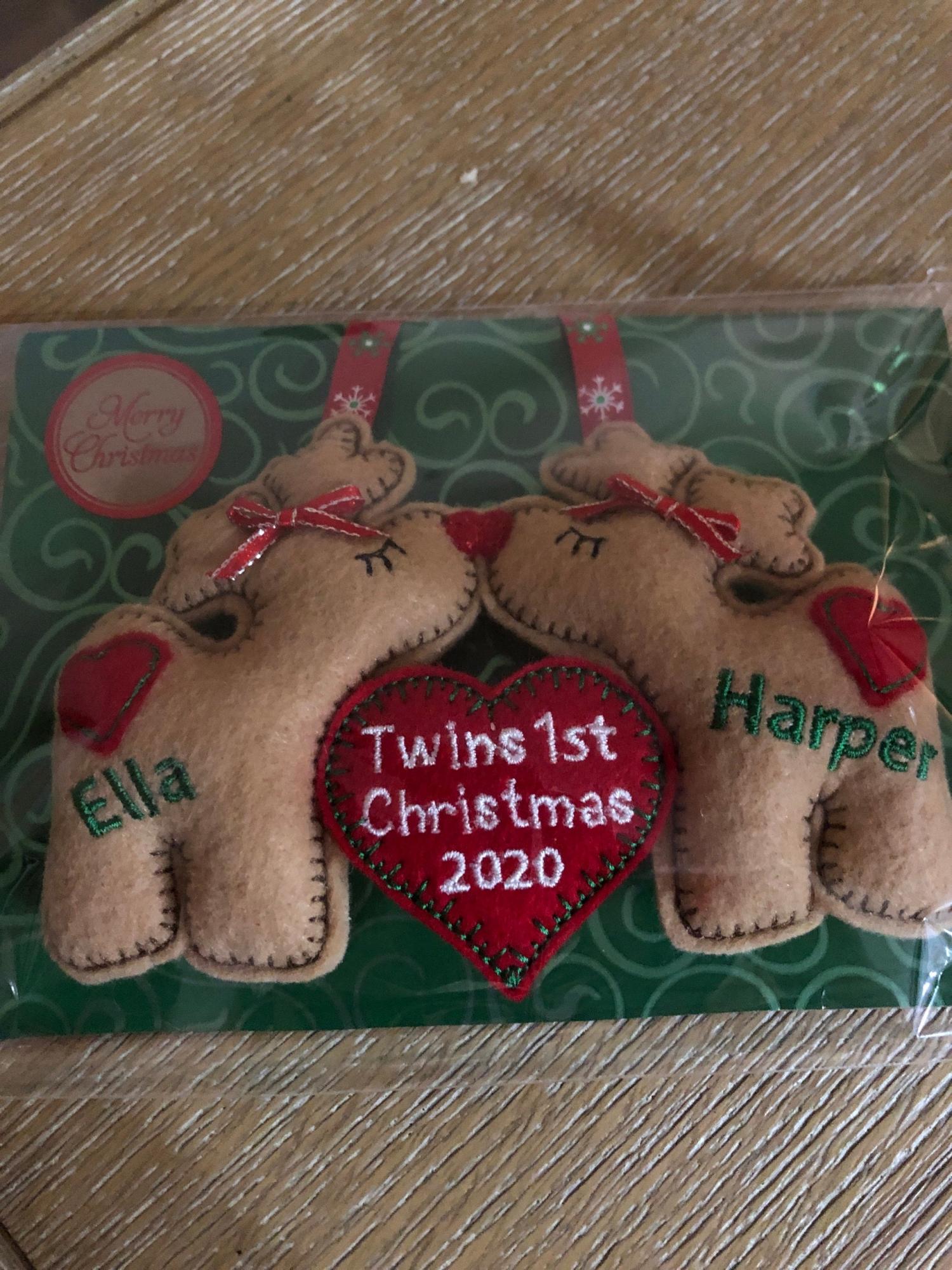 Our First Christmas Ornament, Couples Ornament, Twin's 1st Christmas, Personalized Anniversary Ornament, Custom Kissing Reindeer