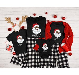 Santa Claus Family T-Shirt, Black Family Shirts, Christmas Matching Family Shirt, African American Melanin Christmas Tee, Santa Crew Shirt