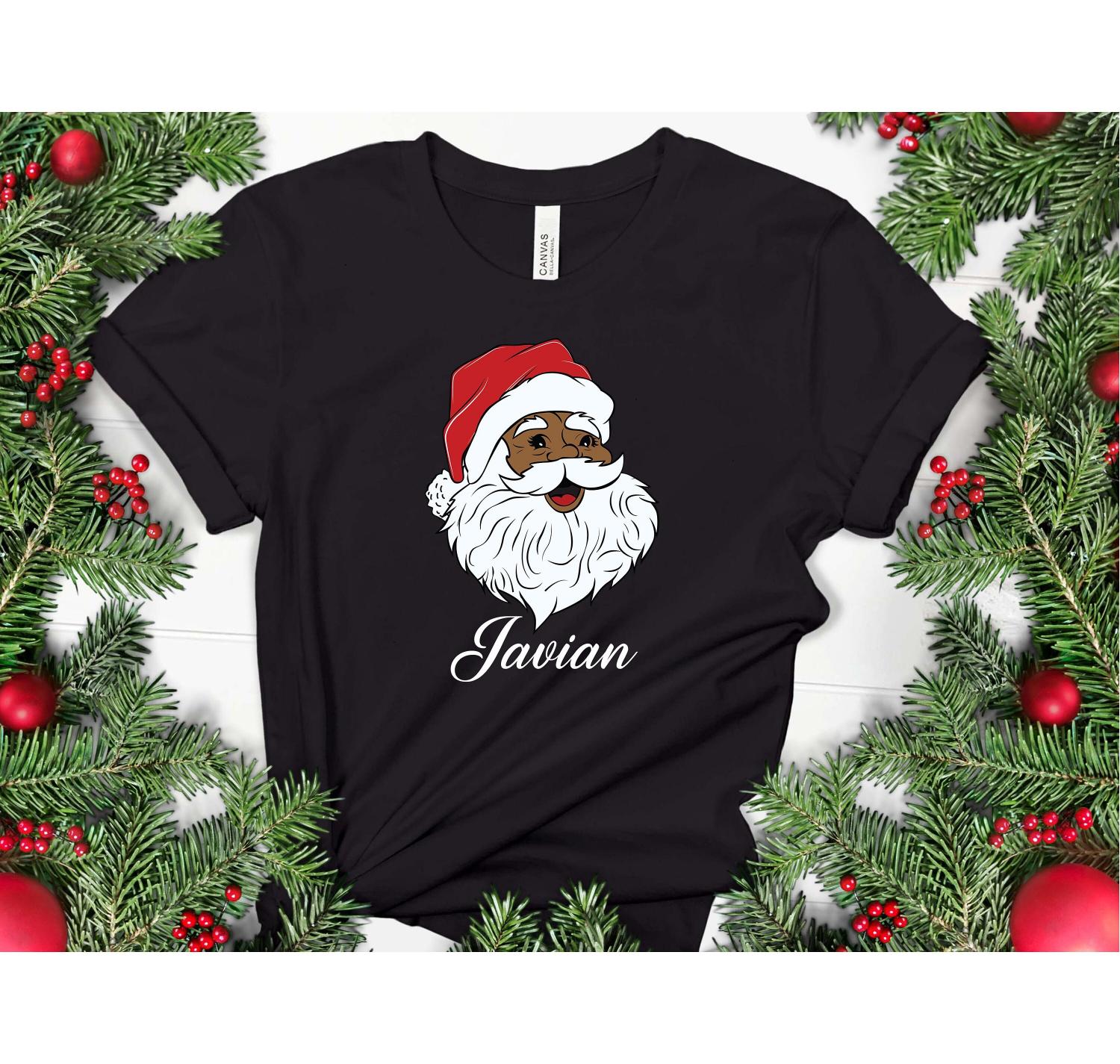Santa Claus Family T-Shirt, Black Family Shirts, Christmas Matching Family Shirt, African American Melanin Christmas Tee, Santa Crew Shirt