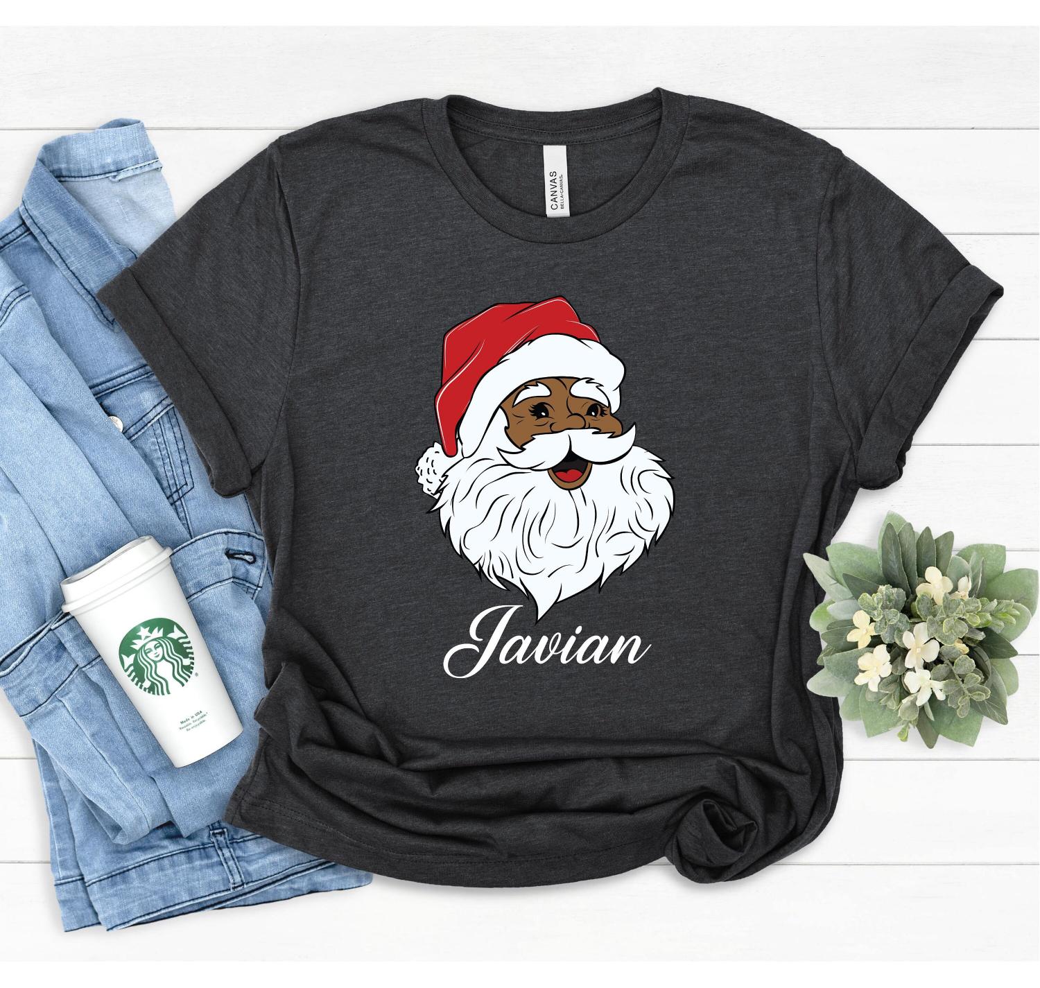 Santa Claus Family T-Shirt, Black Family Shirts, Christmas Matching Family Shirt, African American Melanin Christmas Tee, Santa Crew Shirt