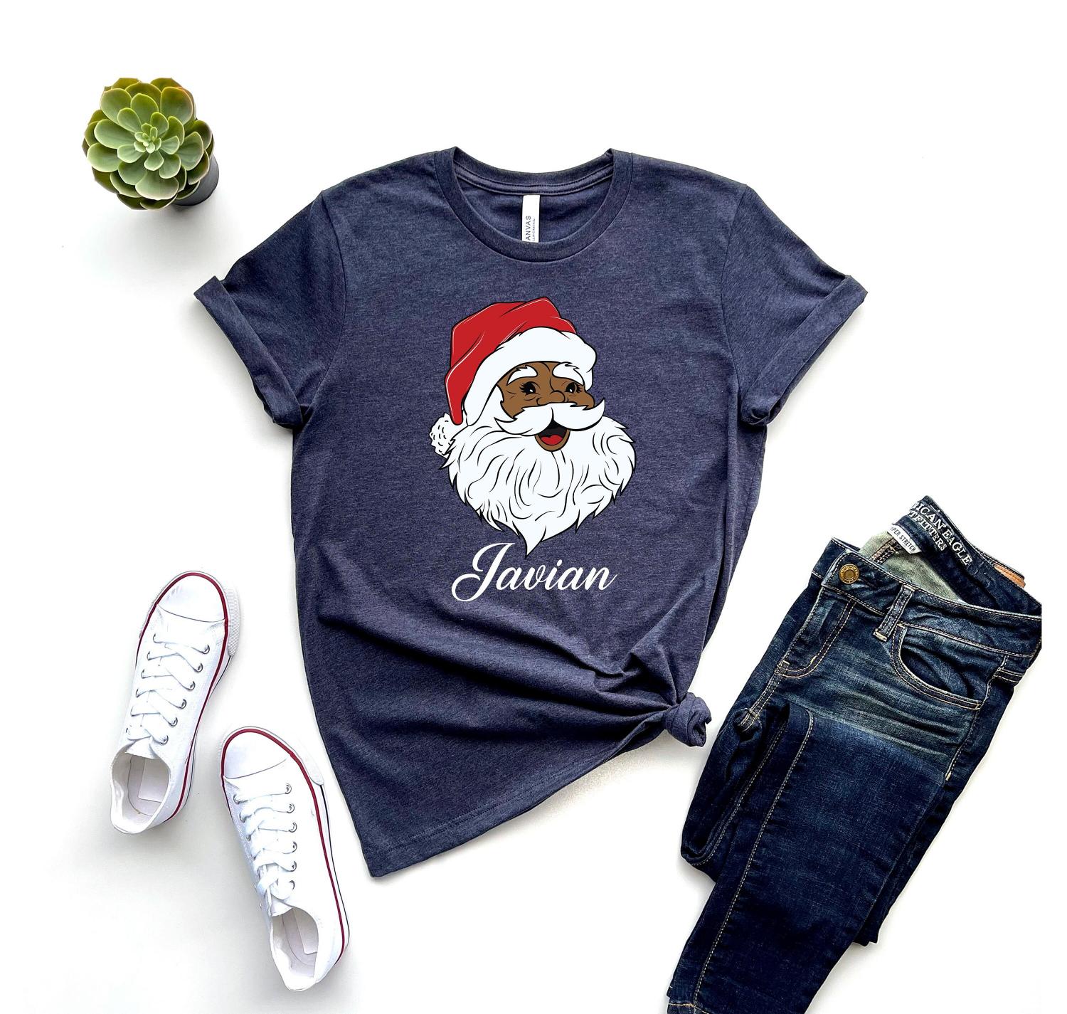 Santa Claus Family T-Shirt, Black Family Shirts, Christmas Matching Family Shirt, African American Melanin Christmas Tee, Santa Crew Shirt