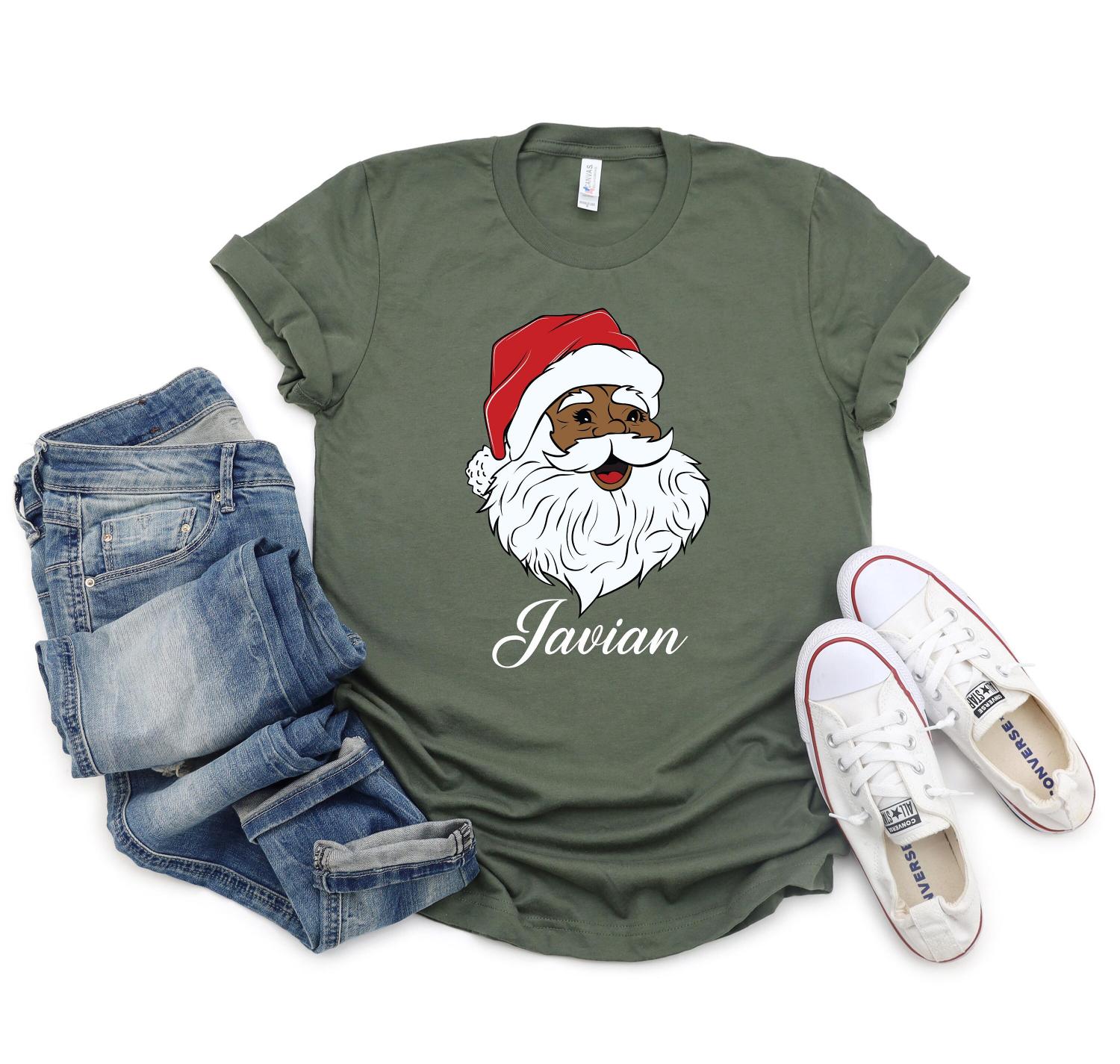 Santa Claus Family T-Shirt, Black Family Shirts, Christmas Matching Family Shirt, African American Melanin Christmas Tee, Santa Crew Shirt