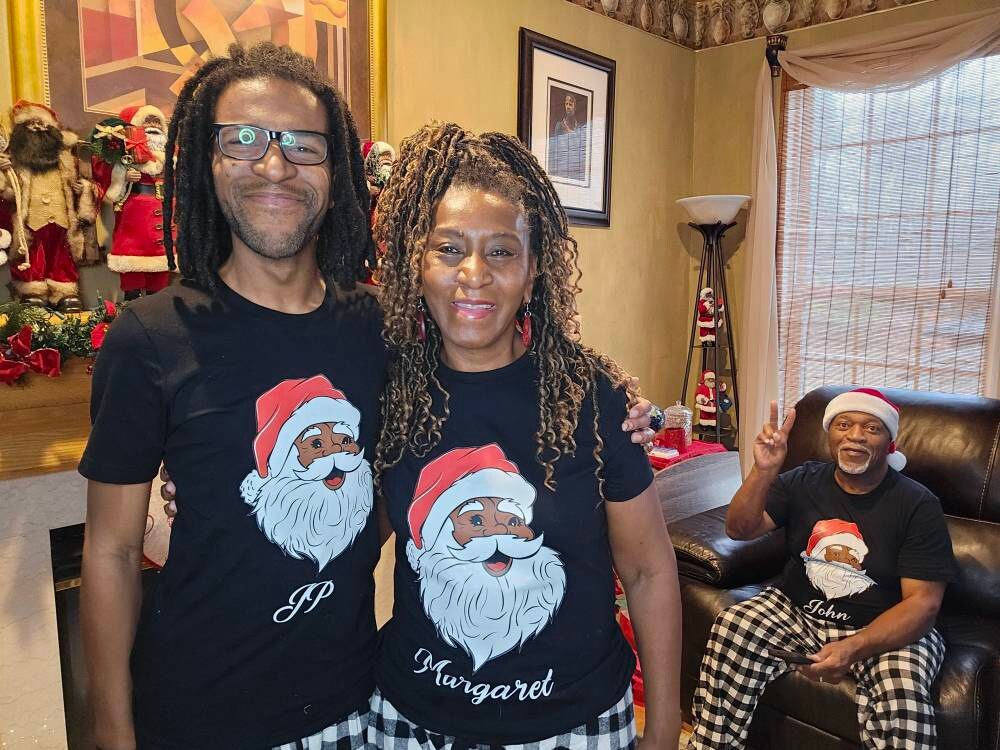 Santa Claus Family T-Shirt, Black Family Shirts, Christmas Matching Family Shirt, African American Melanin Christmas Tee, Santa Crew Shirt