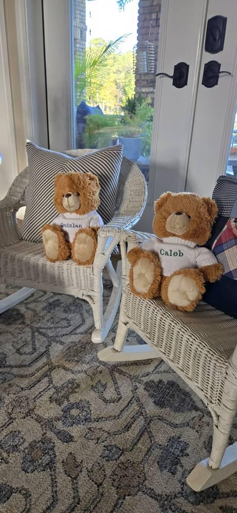 Personalized Teddy Bear - Custom embroidered white knit sweater - Boyfriend/girlfriend gift - Baby shower - Very soft and cute! - Size 10"