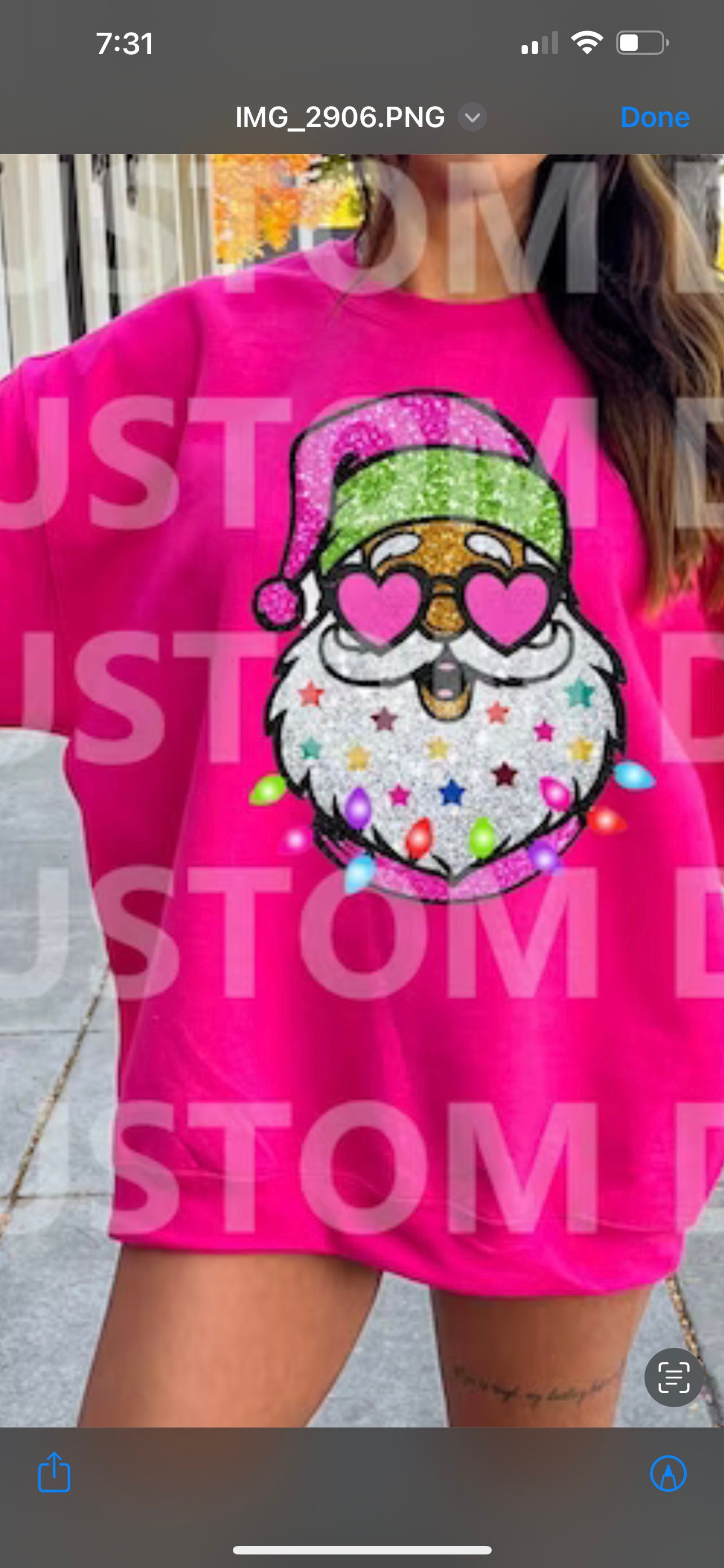 Faux Glitter Santa Sweatshirt: Hot Pink Preppy Christmas Sweater, Kids Xmas Crewneck