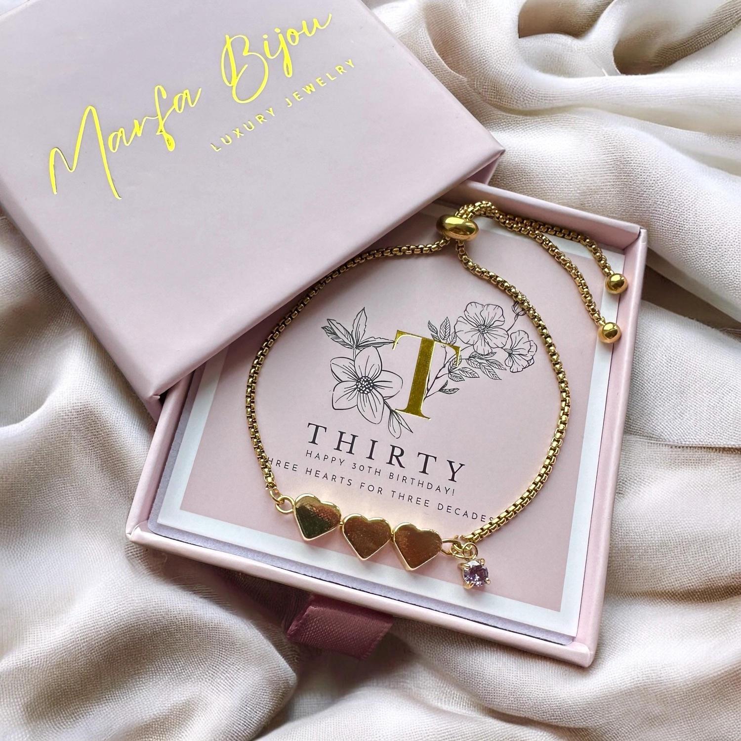 20th • 30th • 40th • 50th  Birthday Gift Bracelet • Adjustable Bracelet  • Women Decade Bracelet  • Gift For Friend • Birthstone Bracelet