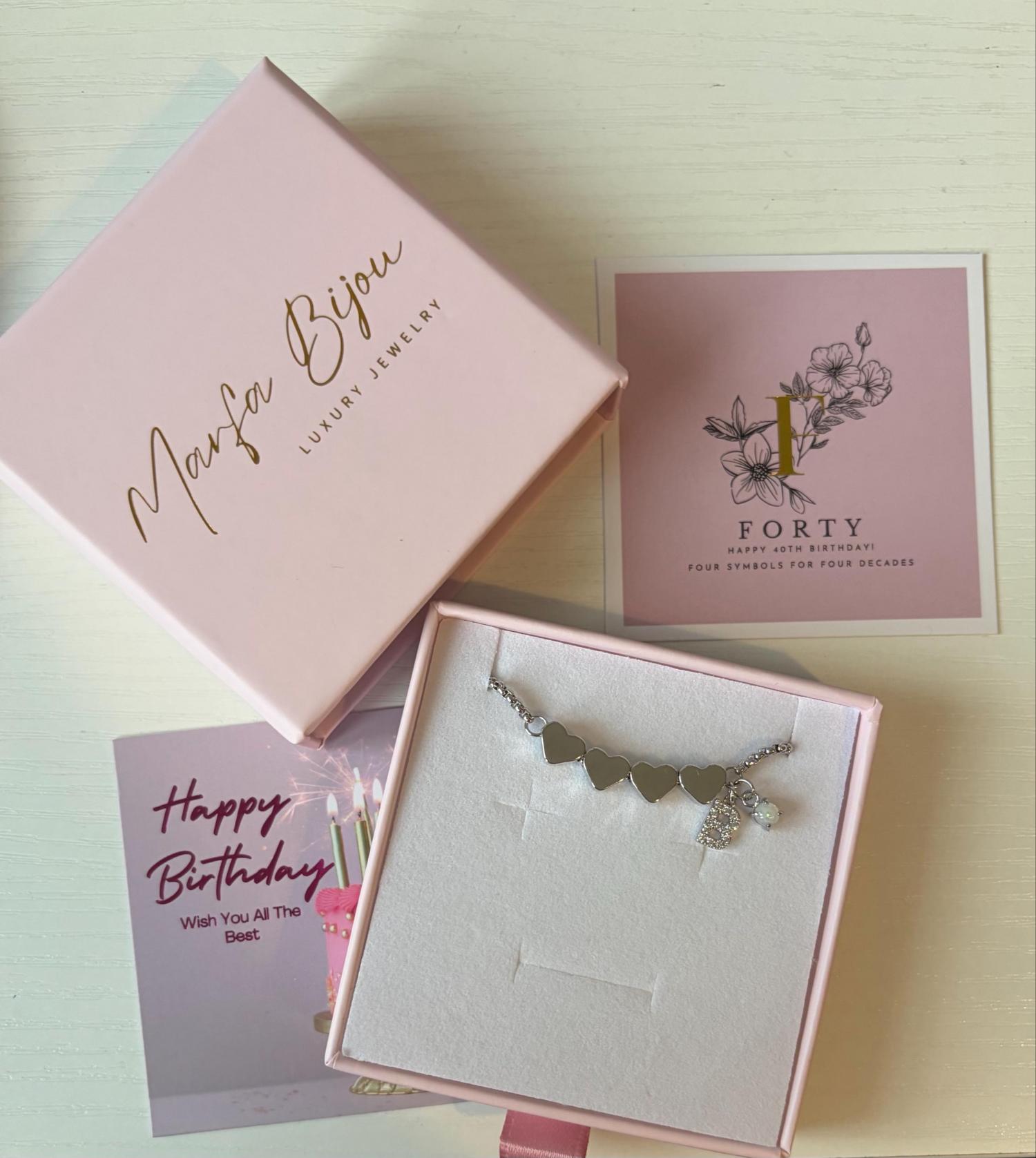 20th • 30th • 40th • 50th  Birthday Gift Bracelet • Adjustable Bracelet  • Women Decade Bracelet  • Gift For Friend • Birthstone Bracelet