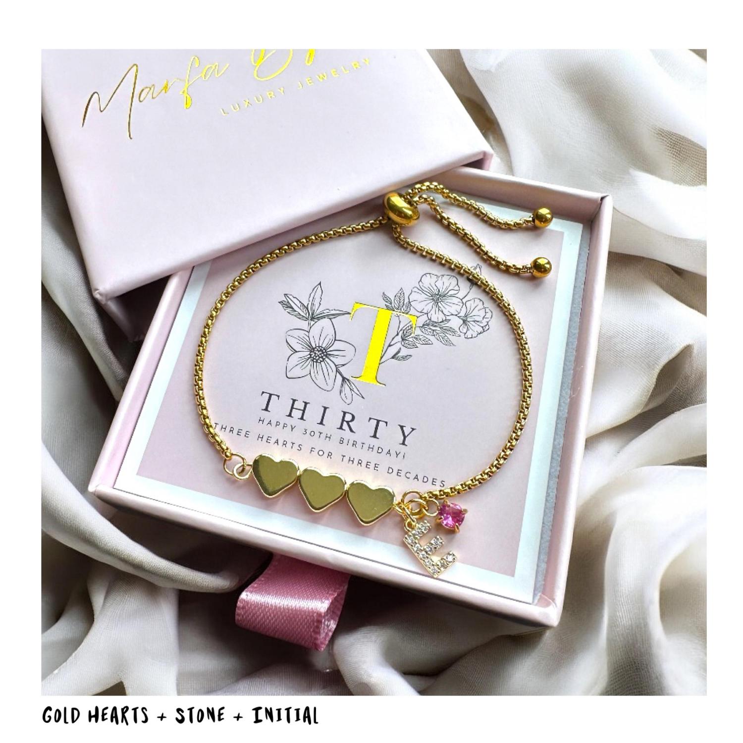 20th • 30th • 40th • 50th  Birthday Gift Bracelet • Adjustable Bracelet  • Women Decade Bracelet  • Gift For Friend • Birthstone Bracelet