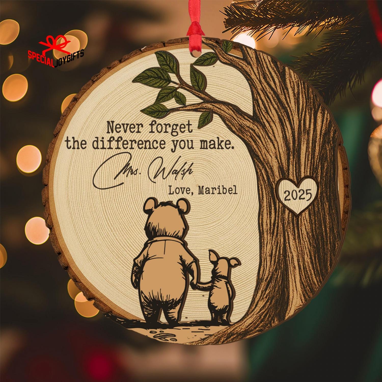 Teacher Christmas Ornament, Teacher Appreciation Gift, Never Forget the Difference You Make, Thank You Teacher, End of Year Gift for Teacher