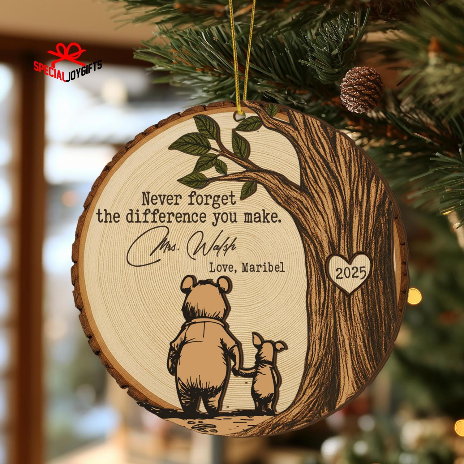 Teacher Christmas Ornament, Teacher Appreciation Gift, Never Forget the Difference You Make, Thank You Teacher, End of Year Gift for Teacher