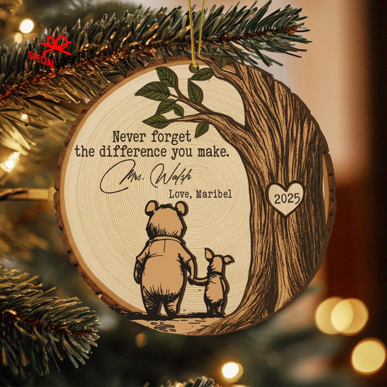 Teacher Christmas Ornament, Teacher Appreciation Gift, Never Forget the Difference You Make, Thank You Teacher, End of Year Gift for Teacher