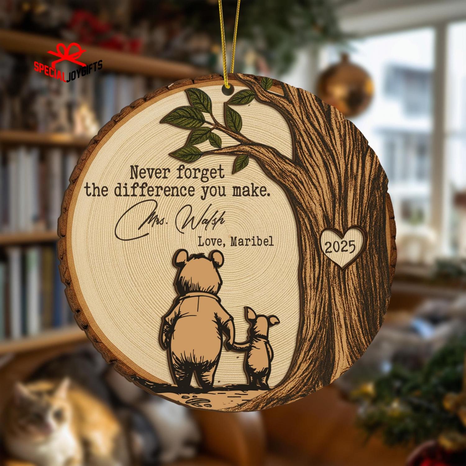 Teacher Christmas Ornament, Teacher Appreciation Gift, Never Forget the Difference You Make, Thank You Teacher, End of Year Gift for Teacher