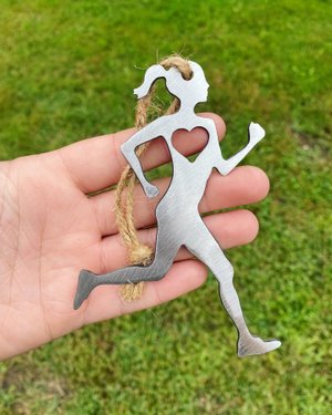 Runner Girl Ornament - Runner Girl Metal Display - Gift For Runner - Girl Running Pendant - Personalized Runner - Runner Gift - Christmas