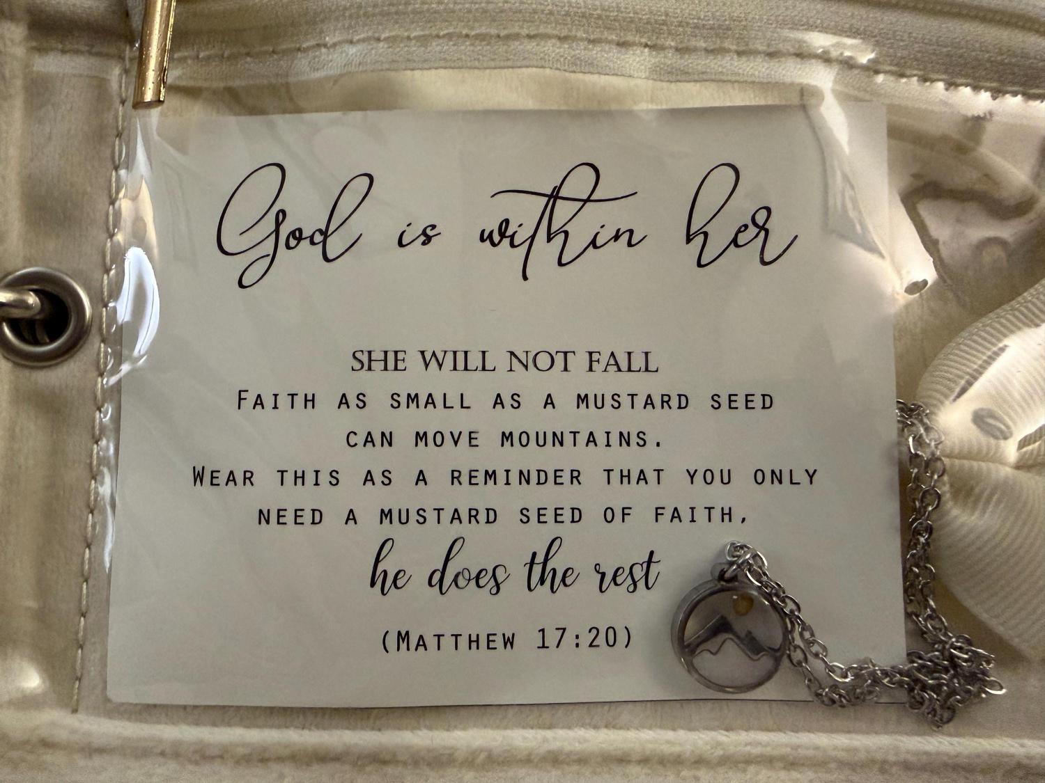 gift for her sister in Christ Mustard seed necklace Mountain Faith Christian jewelry Pearl friend church Christmas gift for daughter GOD