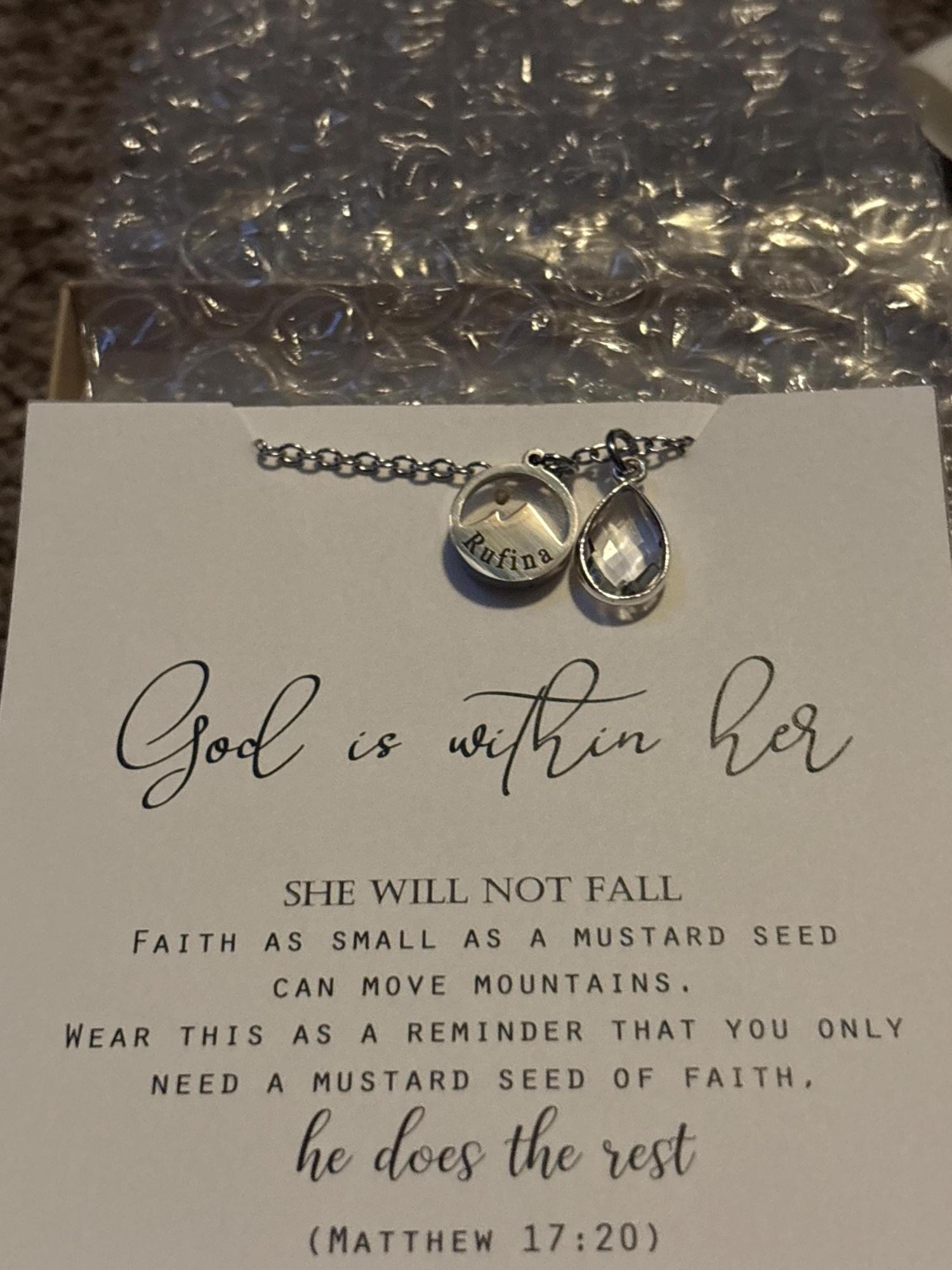 gift for her sister in Christ Mustard seed necklace Mountain Faith Christian jewelry Pearl friend church Christmas gift for daughter GOD