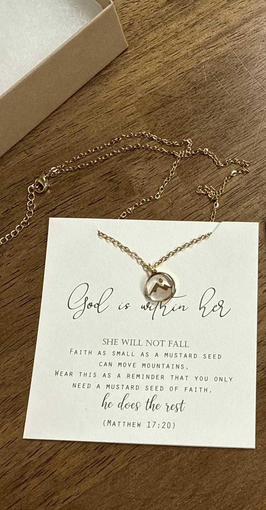 gift for her sister in Christ Mustard seed necklace Mountain Faith Christian jewelry Pearl friend church Christmas gift for daughter GOD