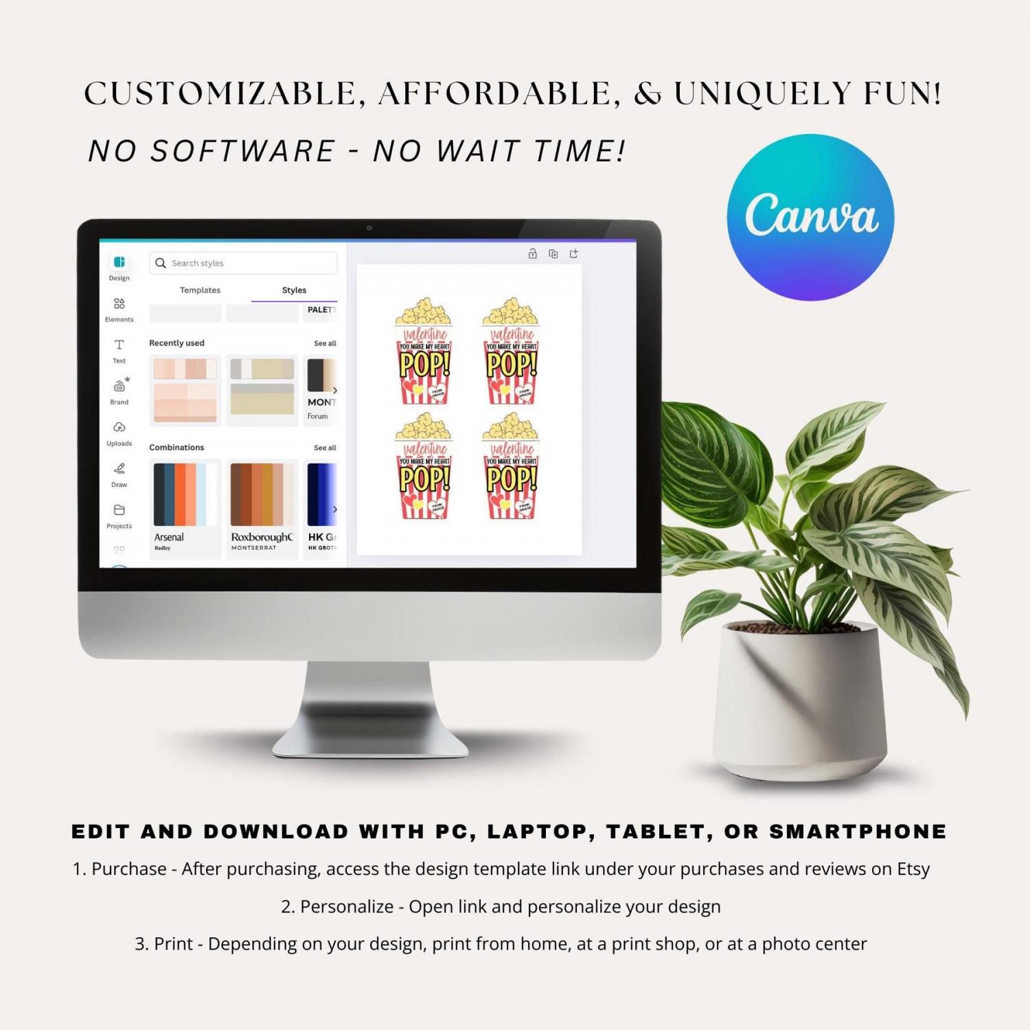 Valentine Popcorn Stickers, Valentine's Day Stickers, Boy Girl Kids Classroom Labels, Poppin' Valentines Labels, Popcorn Bag Sticker