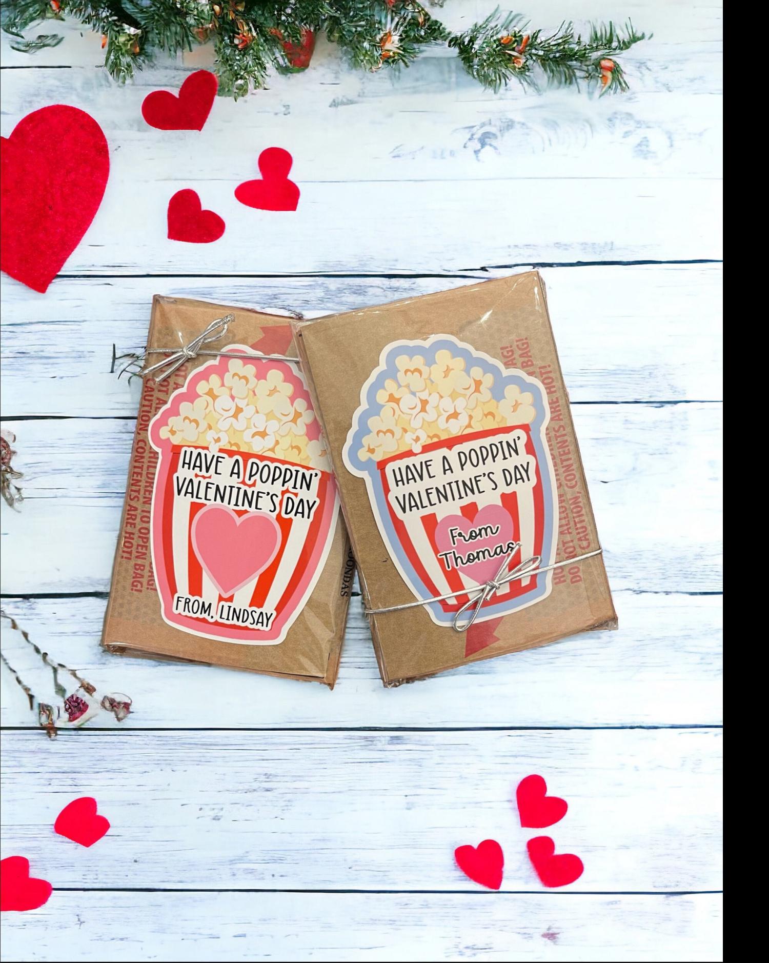 Have a Poppin' Valentine's Day Custom Valentine's Day Exchange Stickers for Popcorn Bags | Kids Valentines | Teacher Valentine | Classroom