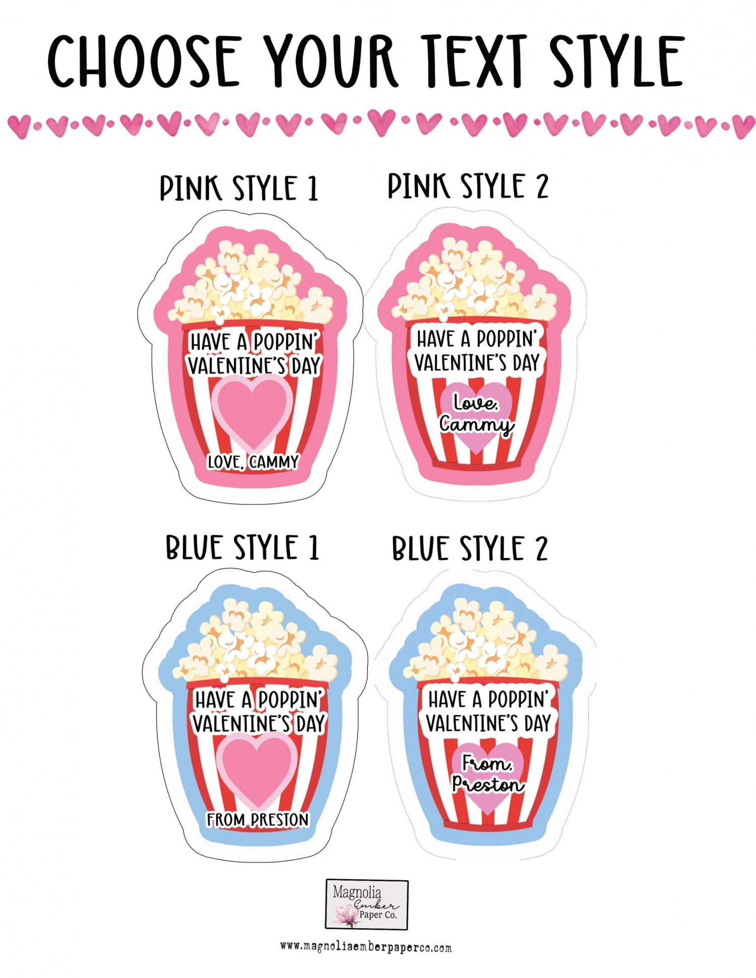 Have a Poppin' Valentine's Day Custom Valentine's Day Exchange Stickers for Popcorn Bags | Kids Valentines | Teacher Valentine | Classroom
