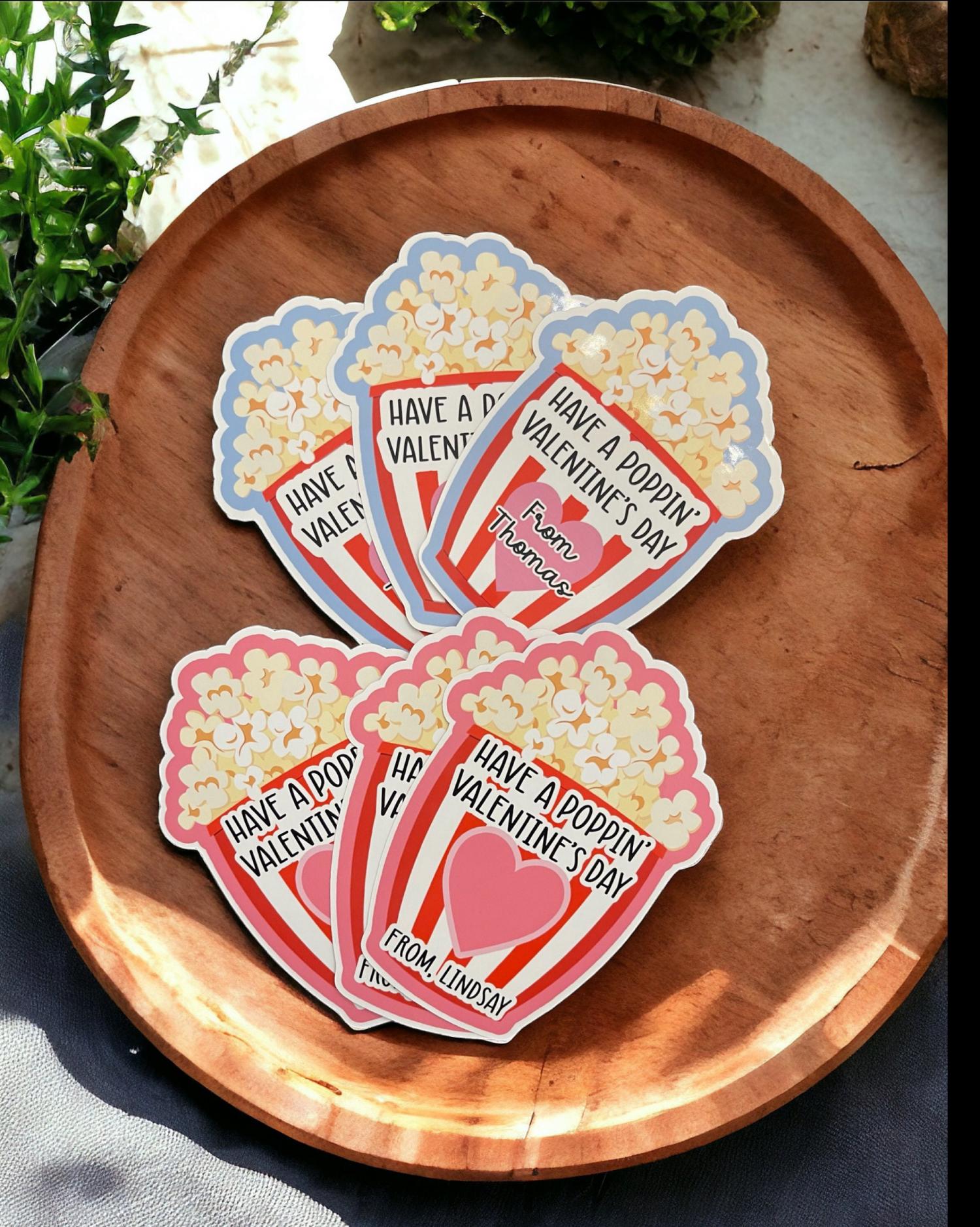 Have a Poppin' Valentine's Day Custom Valentine's Day Exchange Stickers for Popcorn Bags | Kids Valentines | Teacher Valentine | Classroom