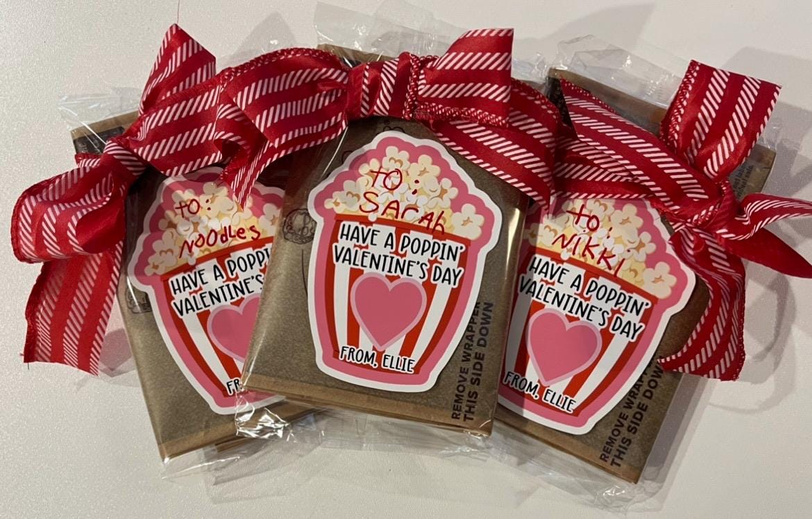 Have a Poppin' Valentine's Day Custom Valentine's Day Exchange Stickers for Popcorn Bags | Kids Valentines | Teacher Valentine | Classroom