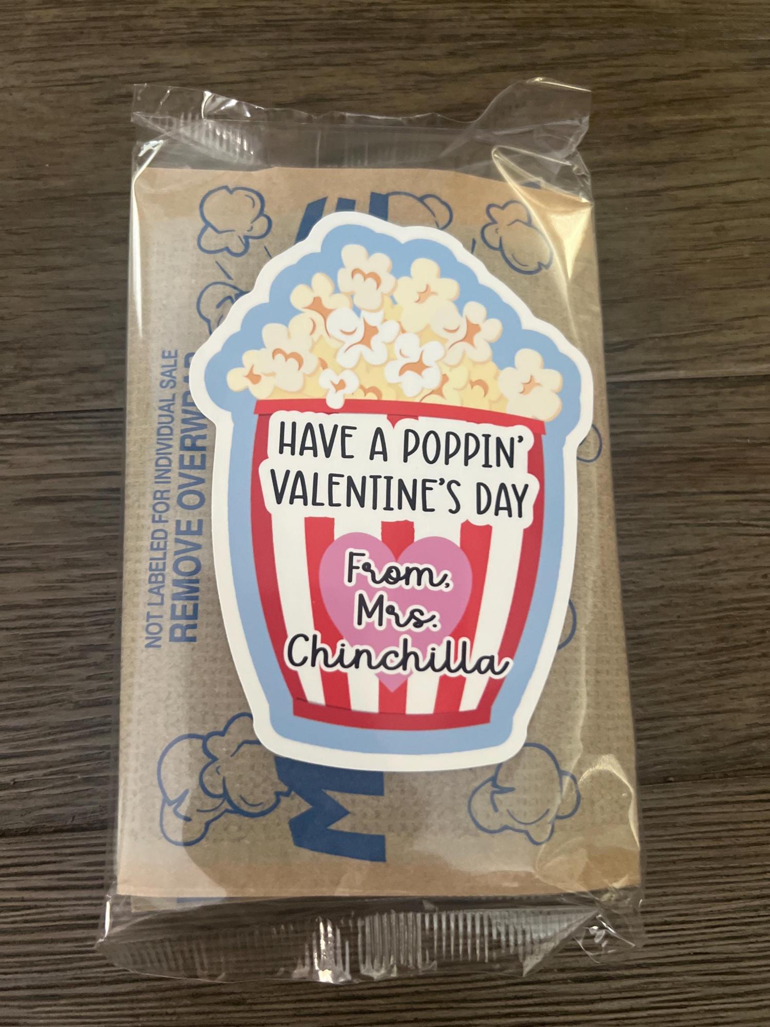 Have a Poppin' Valentine's Day Custom Valentine's Day Exchange Stickers for Popcorn Bags | Kids Valentines | Teacher Valentine | Classroom