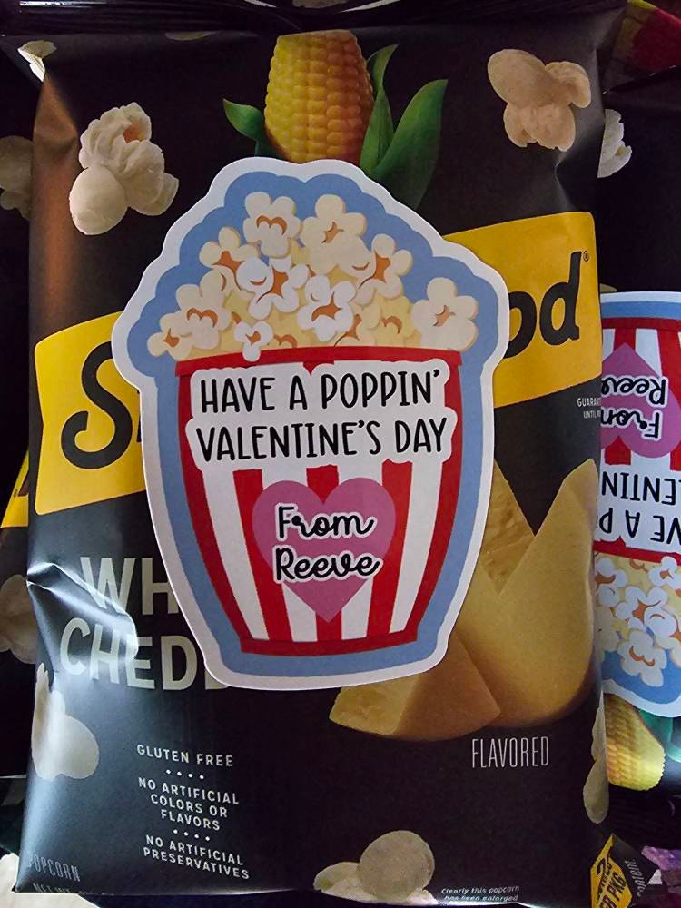 Have a Poppin' Valentine's Day Custom Valentine's Day Exchange Stickers for Popcorn Bags | Kids Valentines | Teacher Valentine | Classroom