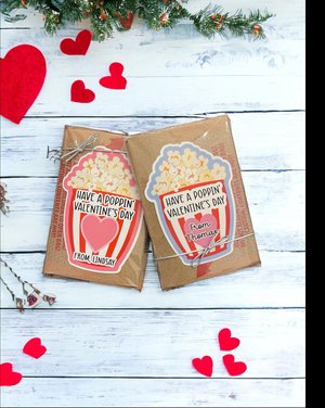 Have a Poppin' Valentine's Day Custom Valentine's Day Exchange Stickers for Popcorn Bags | Kids Valentines | Teacher Valentine | Classroom