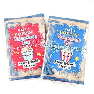 Personalized Kids Valentine's Day Popcorn Stickers: School Class Favors