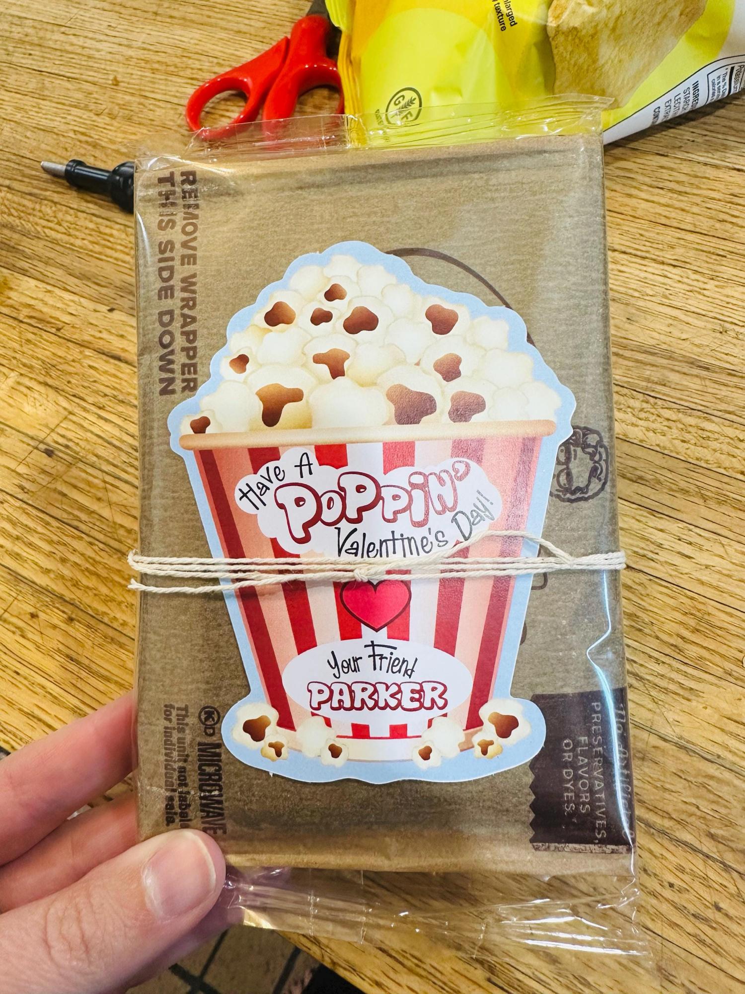 Kids Valentines, Valentine Popcorn Stickers, Die Cut Valentine Popcorn Stickers, Kids classroom Poppin Valentines, Valentines for Boys Girls